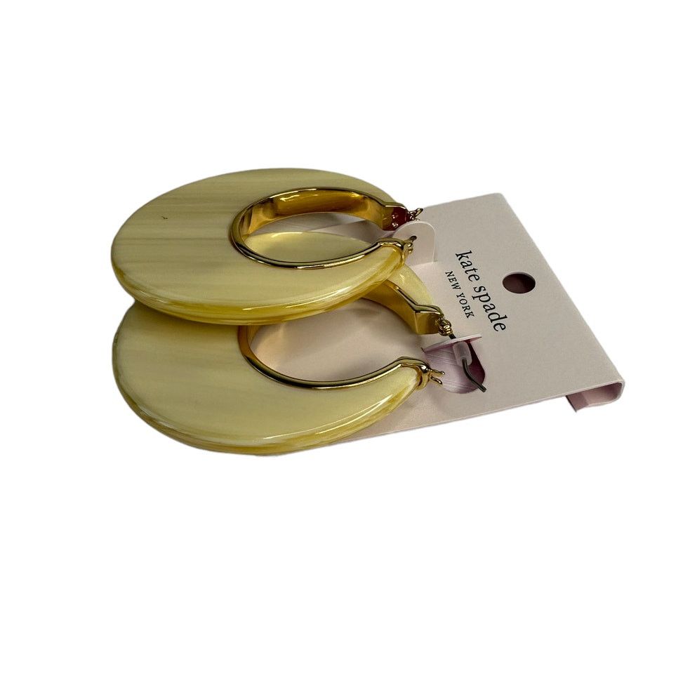 Kate Spade Kate Spade Gold Plated Horn Cream Resin Large Hoop Earrings Size ONE SIZE - 3 Thumbnail