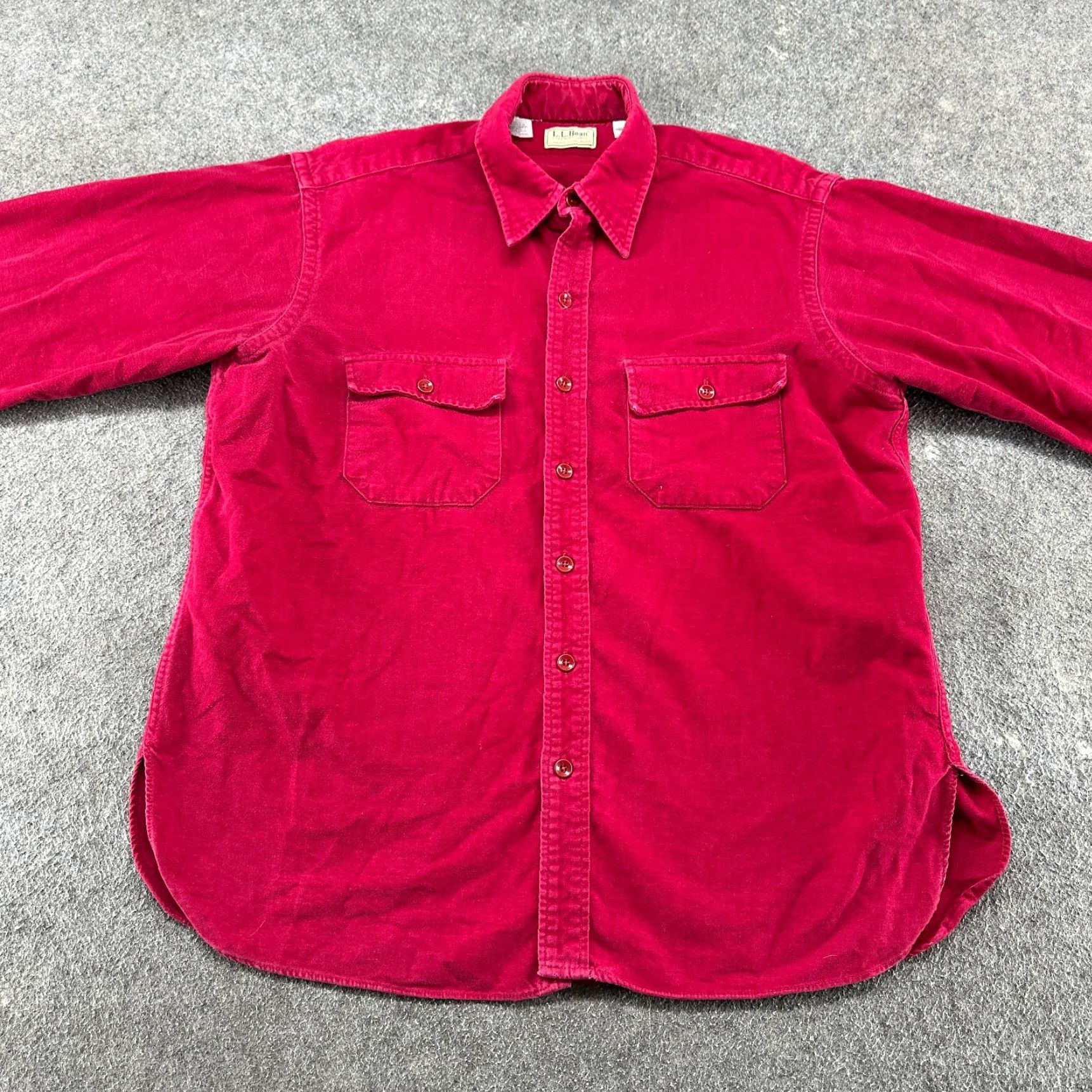 Vintage VINTAGE L.L. Bean Shirt Mens 17 Red Button-Up Long Sleeve Flannel USA 90s Thread: Button, Casual, Cotton, Solid, Capable: 90s, USA Size XXL / US 16-18 / IT 52-54 - 3 Thumbnail