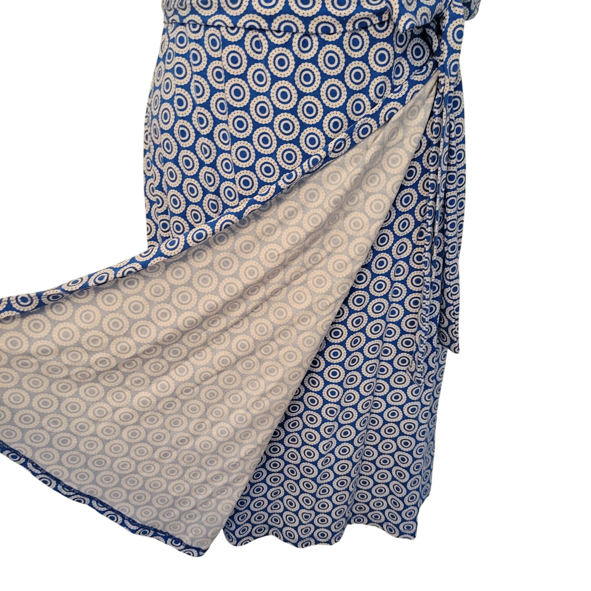 Boden Boden ANTONIA Blue White Geometric Print Wrap Dress Short Sl Size M / US 6-8 / IT 42-44 - 4 Thumbnail