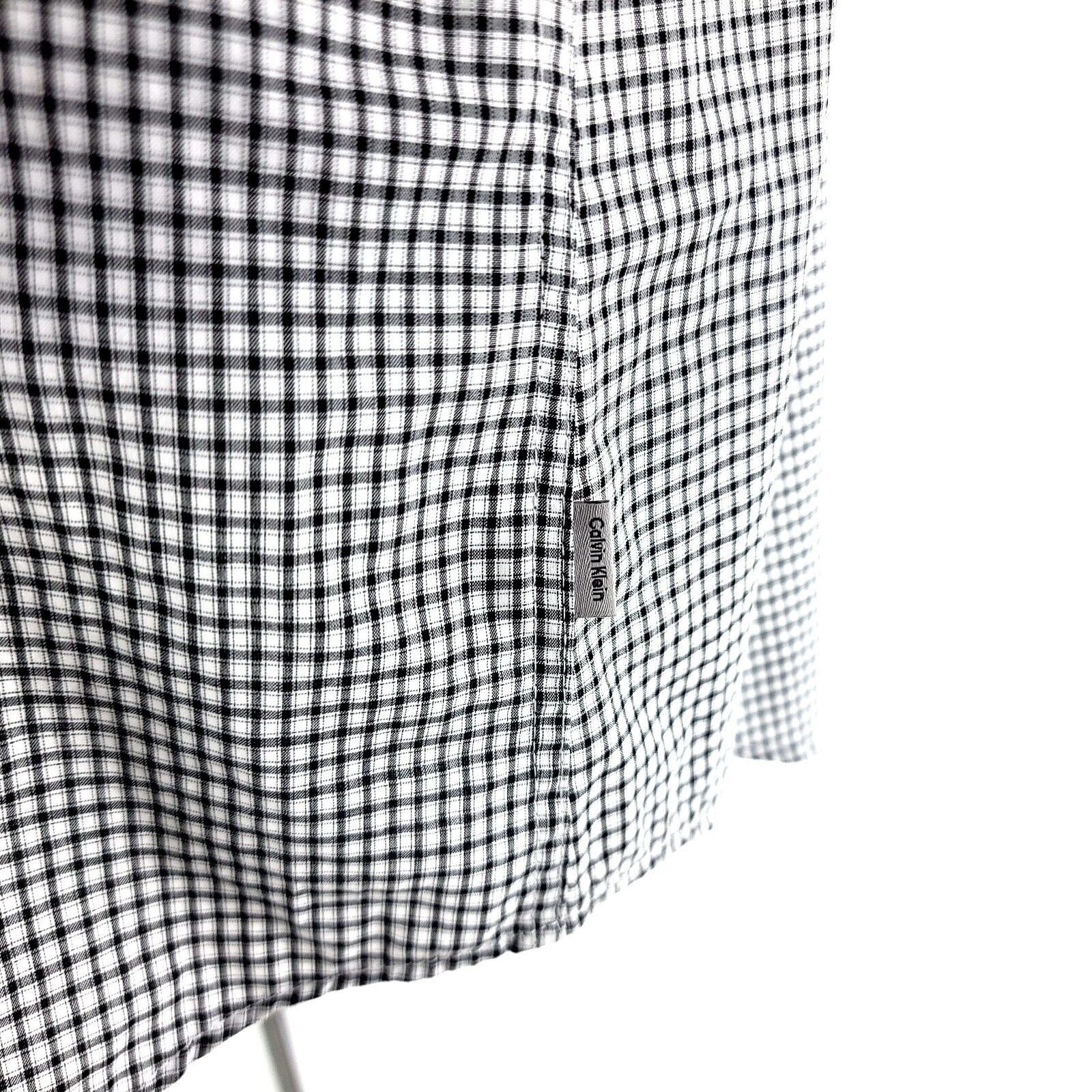 Calvin Klein Calvin Klein Slim Fit Large Cotton White Black Plaid Button Size US L / EU 52-54 / 3 - 3 Thumbnail