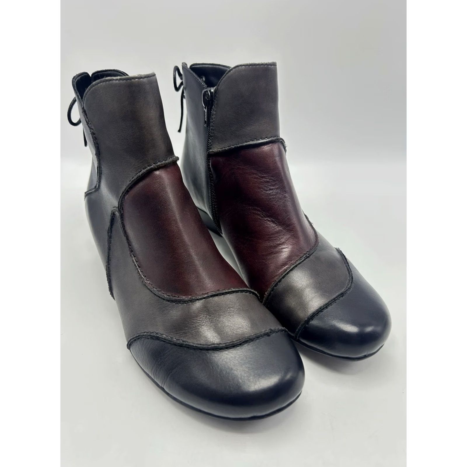 Vintage Remonte Womens Bootie Ankle Boot Heels Casual Red Black Brown 40 8.5 Zipper Size US 9 / IT 39 - 5 Thumbnail