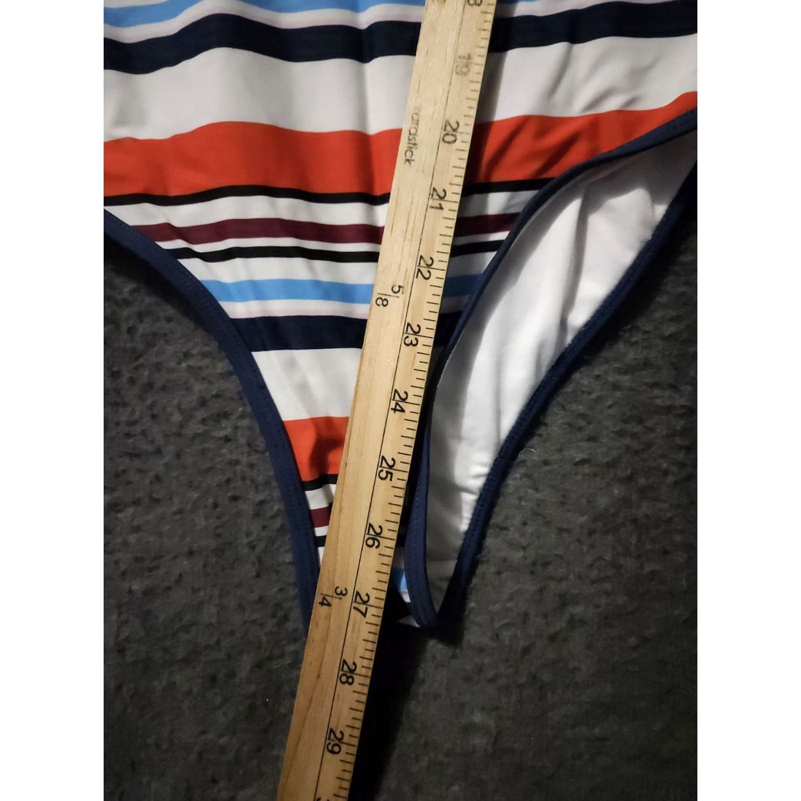Vintage Cupshe One Piece Swimsuit Large Red White Blue Striped Women L Beach Tropical Pattern Size ONE SIZE - 7 Thumbnail
