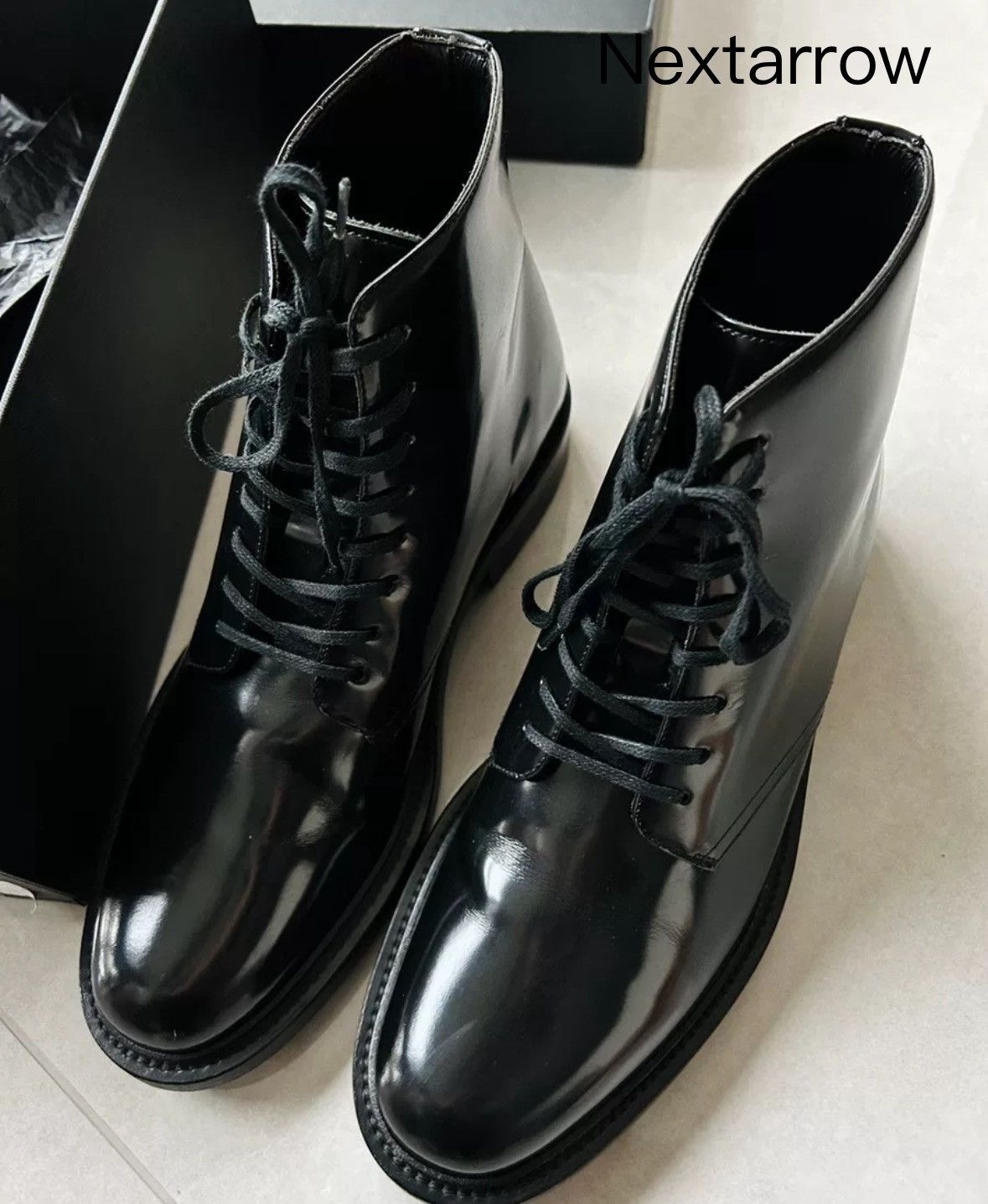 Saint Laurent Paris × Yves Saint Laurent Saint Laurent SLP patent leather high top leather shoes Size US 9 / EU 42 - 1 Thumbnail
