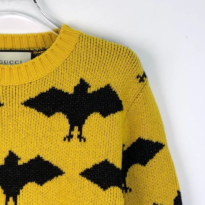 Gucci Gucci Yellow bat inlaid wool round-neck long-sleeved knitt Size US XS / EU 42 / 0 - 3 Thumbnail