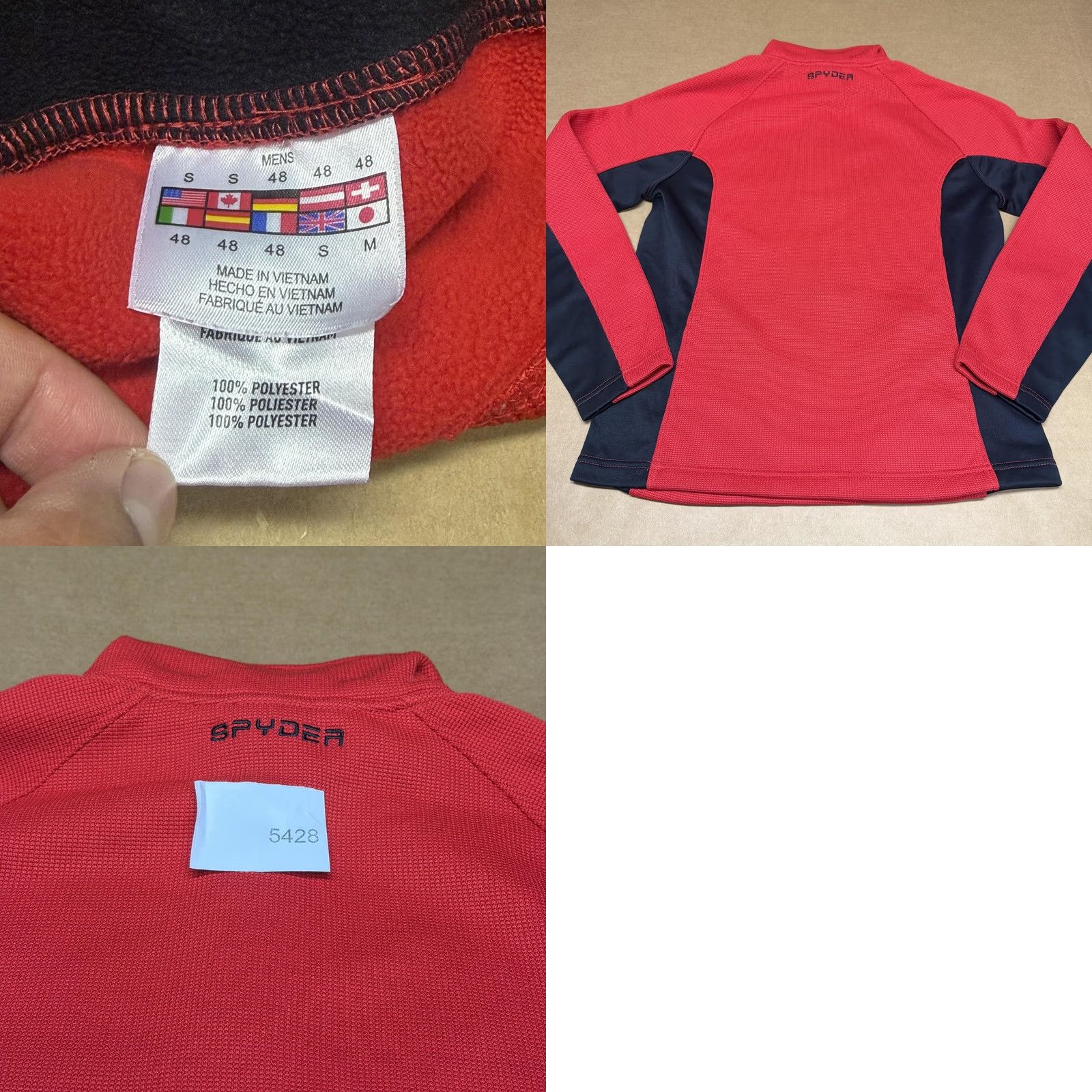 Spyder Spyder Pullover Mens Small Red Black 1/4 Zip Fleece Ski Colorblock Base Layer Size US S / EU 44-46 / 1 - 9 Thumbnail