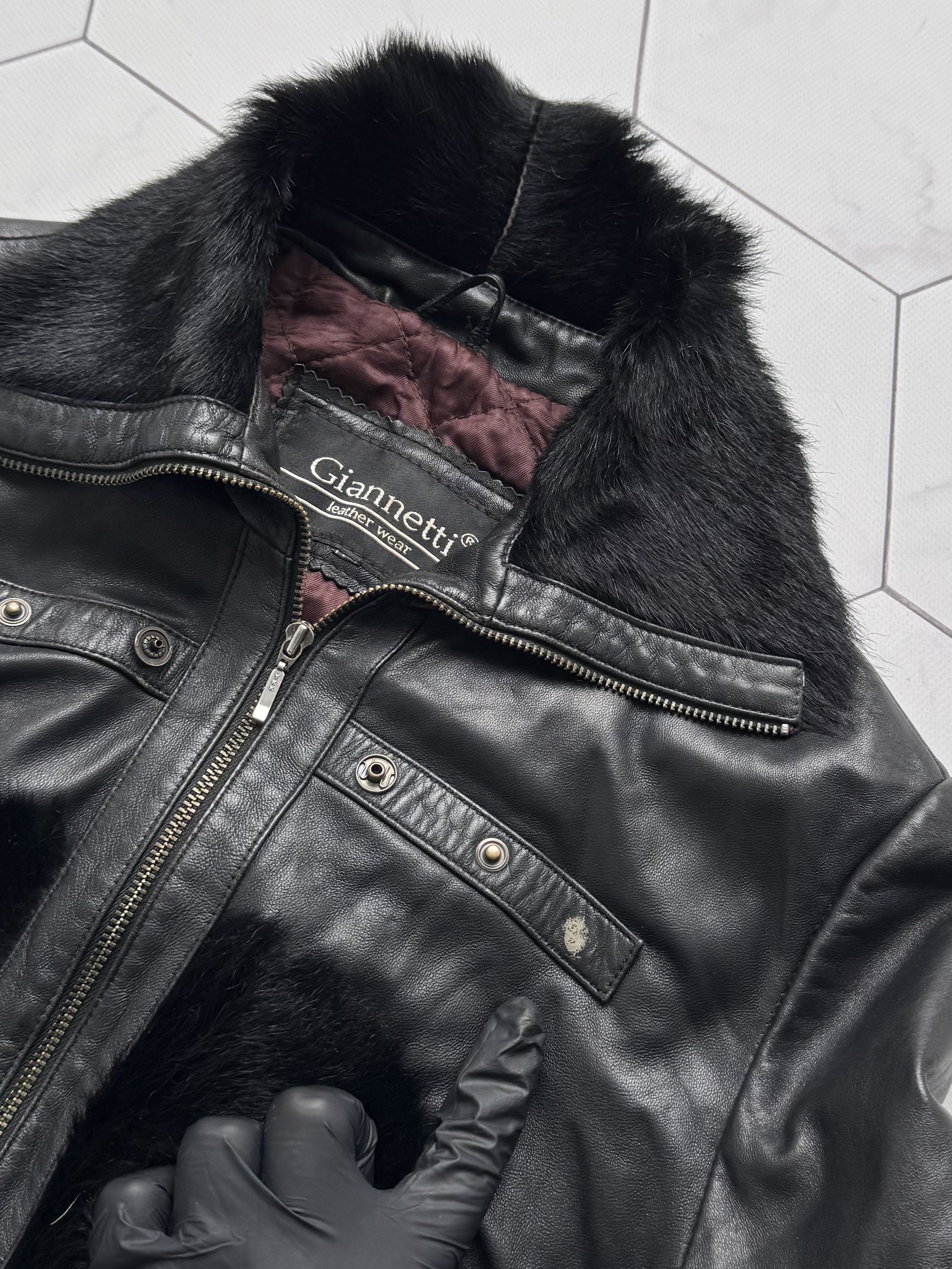 Vintage Vintage Cropped Leather Jacket With Real Fur (B250)D15E2 Size S / US 4 / IT 40 - 8 Thumbnail