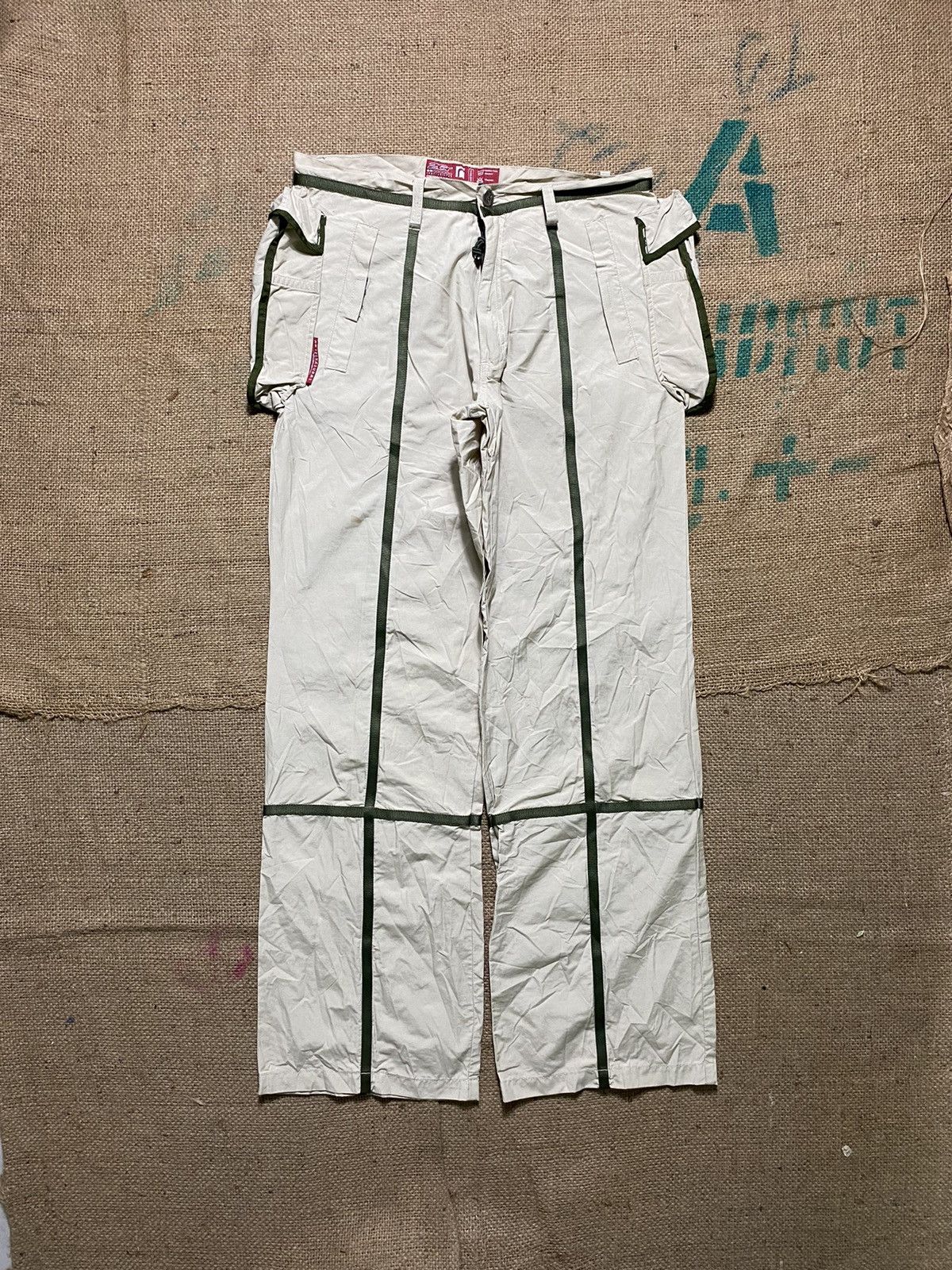 image of Avant Garde x If Six Was Nine 26R Streewear Fashion Bondage Utility Pants Nylon White Sand in Grey 