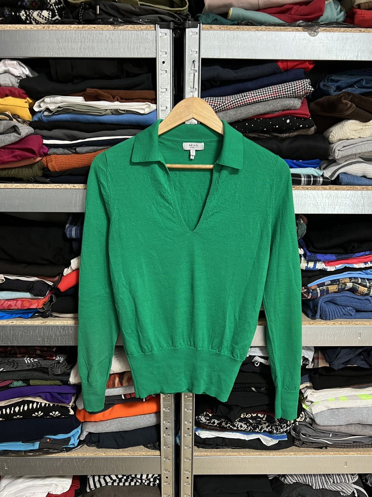 Reiss Reiss Women’s Green V Neck Long Sleeve Jumper Crop Sweater Size S / US 4 / IT 40 - 1 Thumbnail