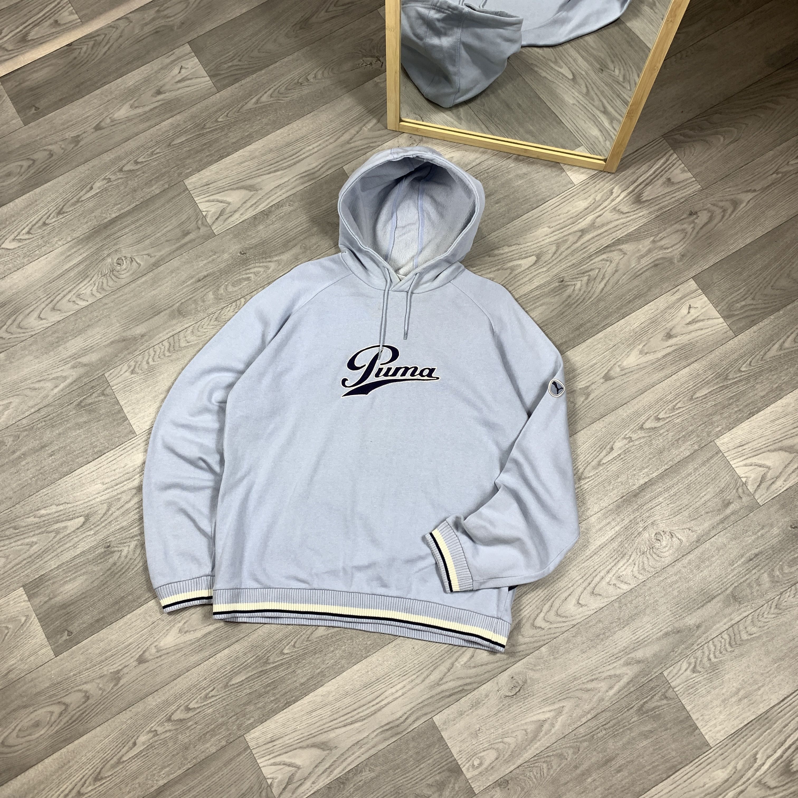 Puma Vintage Puma 90s Baby Blue Embroidered Hoodie Sweat L Size US L / EU 52-54 / 3 - 1 Thumbnail