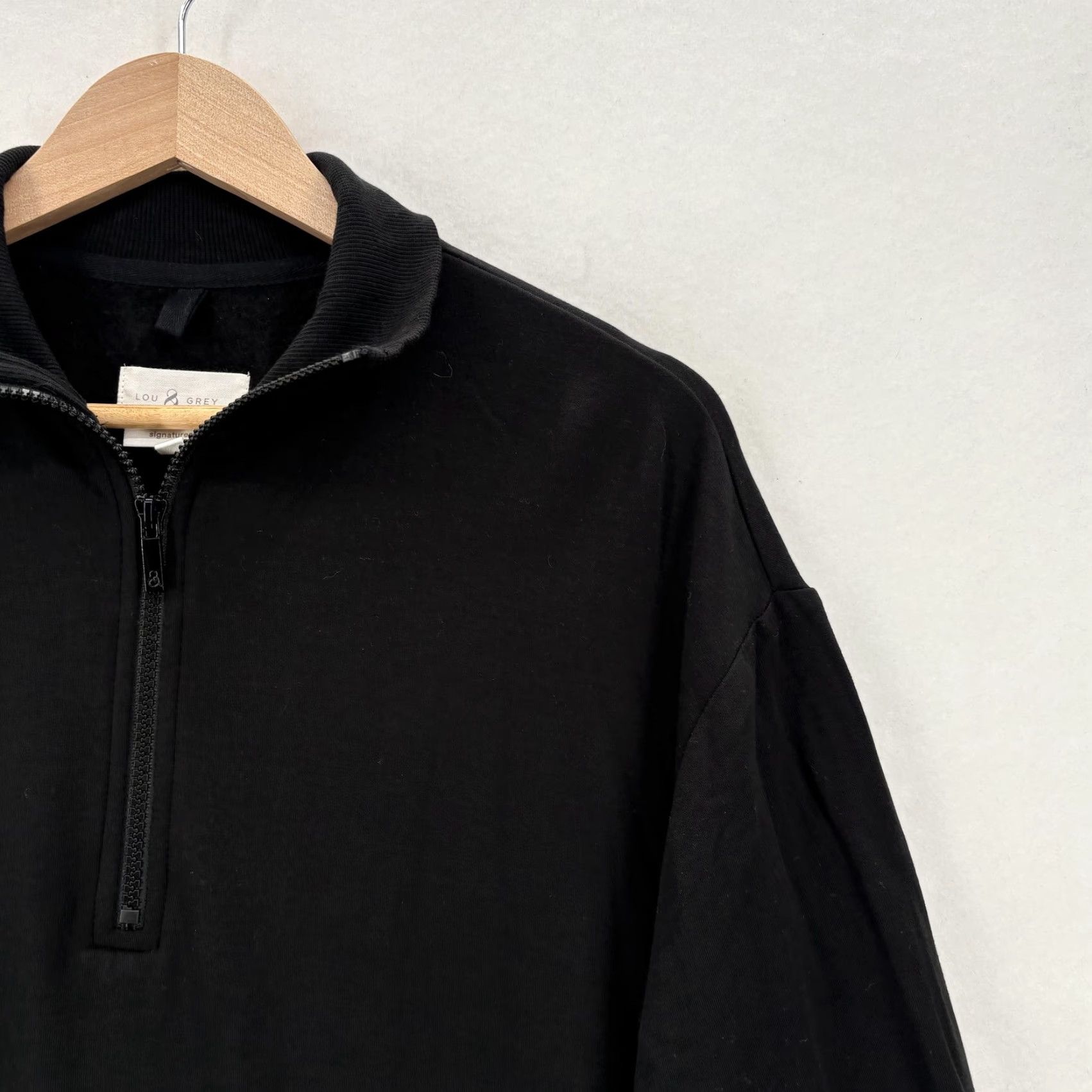 Lou & Grey Lou & Grey Signaturesoft Mock Neck 1/2 Zip Pullover Womens M Black Casual Sweatshirt Size M / US 6-8 / IT 42-44 - 2 Thumbnail