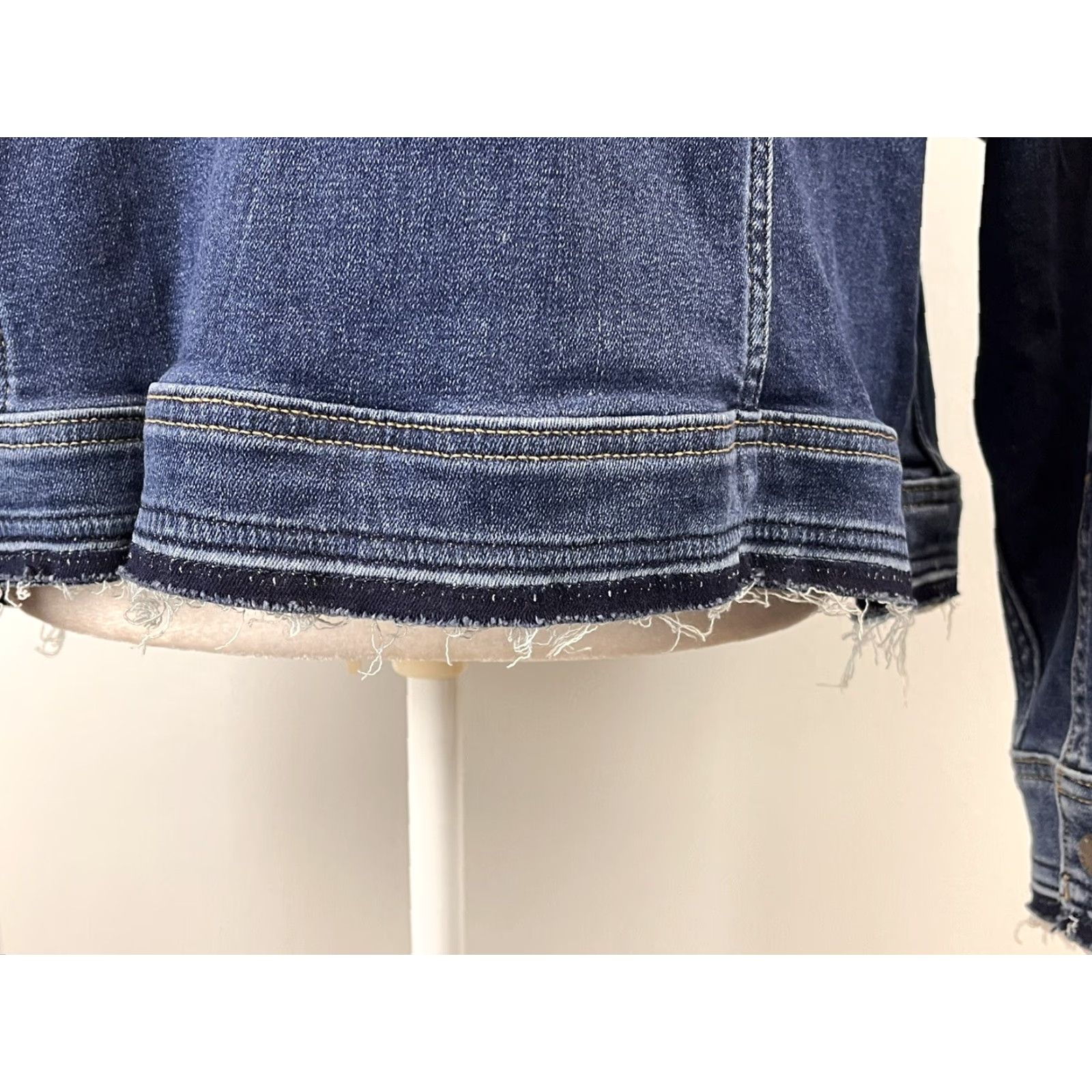 Vintage Lane Bryant Jean Denim Jacket Plus NWT 26 Stretch Band Collar Released Hem Blue Women Jacket Size 26" / US 2 / IT 38 - 6 Thumbnail