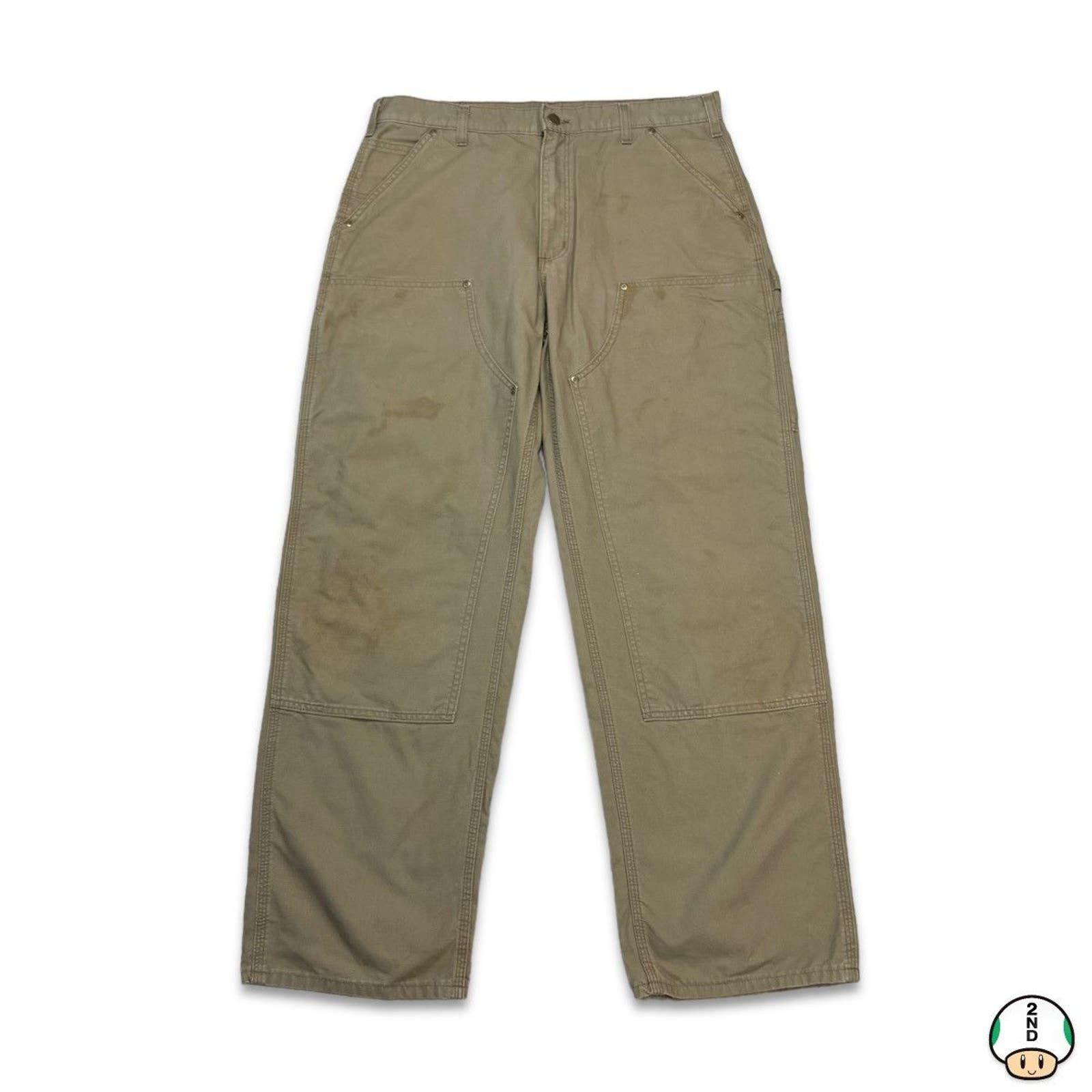 image of Y2K Carhartt Double Knee Workwear Pants 35X31 Tan in Beige, Men's