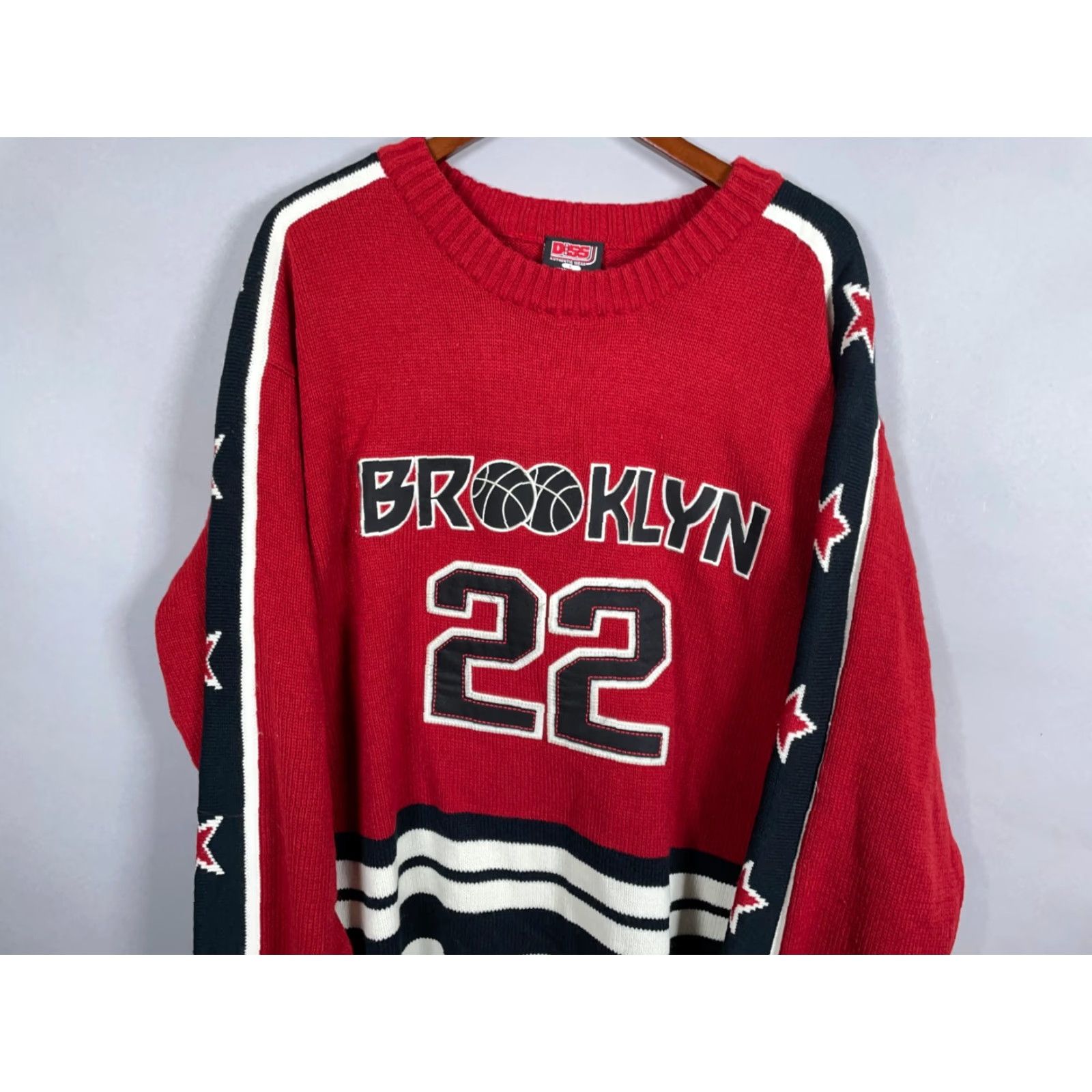 Vintage VINTAGE Diss Brooklyn Sweater Men's Large Heavyweight Embroidered 90s Red Knit Pullover Oversized Casual Fall Winter Size US L / EU 52-54 / 3 - 4 Thumbnail