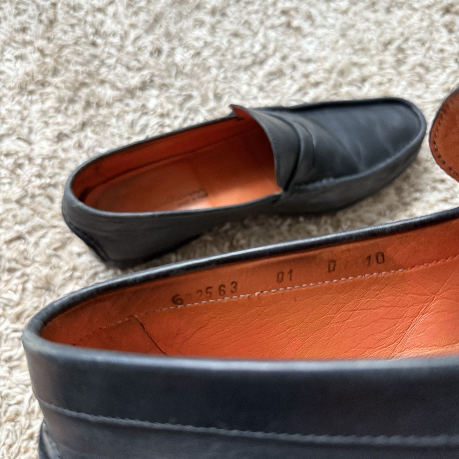 Santoni Santoni Slip On Black Leather Penny Loafers Made In Italy Size US 10 / EU 43 - 7 Thumbnail