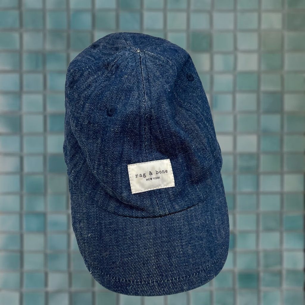 Rag & Bone rag & bone Hat Cap Mens Blue Baseball Addison Denim Cotton Stretch FLAW Size ONE SIZE - 1 Thumbnail