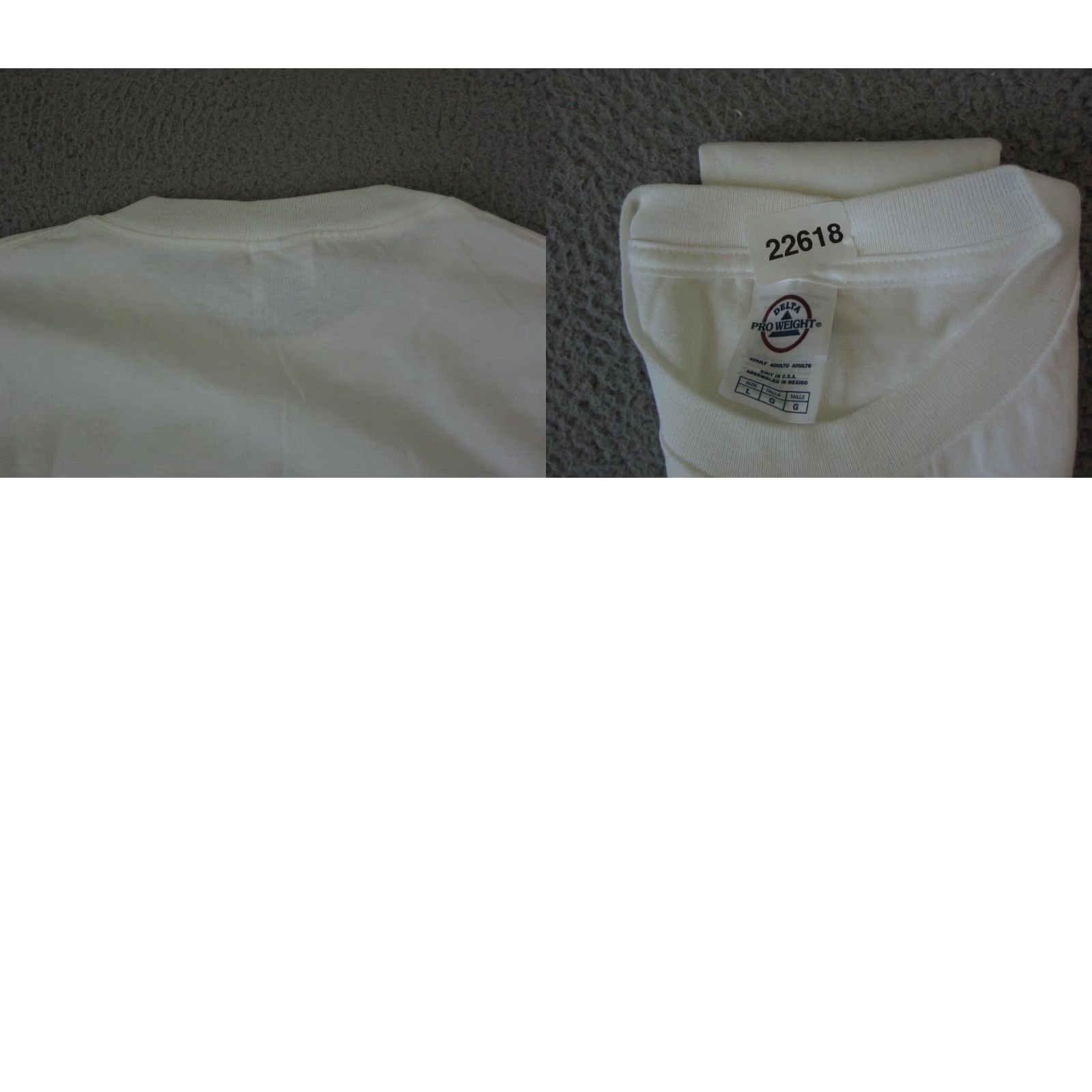 Delta VINTAGE Delta Shirt Mens L White 80s 90s Camp Tee T-Shirt Logo Short Sleeve Crew Neck Cotton Jersey Size US L / EU 52-54 / 3 - 9 Thumbnail