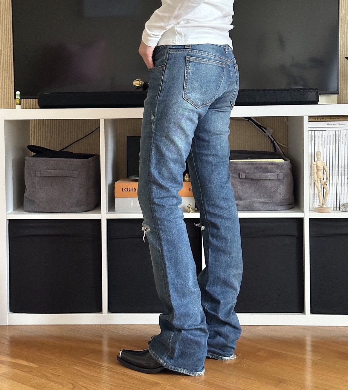Balmain BALMAIN Decarnin FW2010 Flared Biker Distressed Denim Jeans Size US 28 / EU 44 - 2 Thumbnail