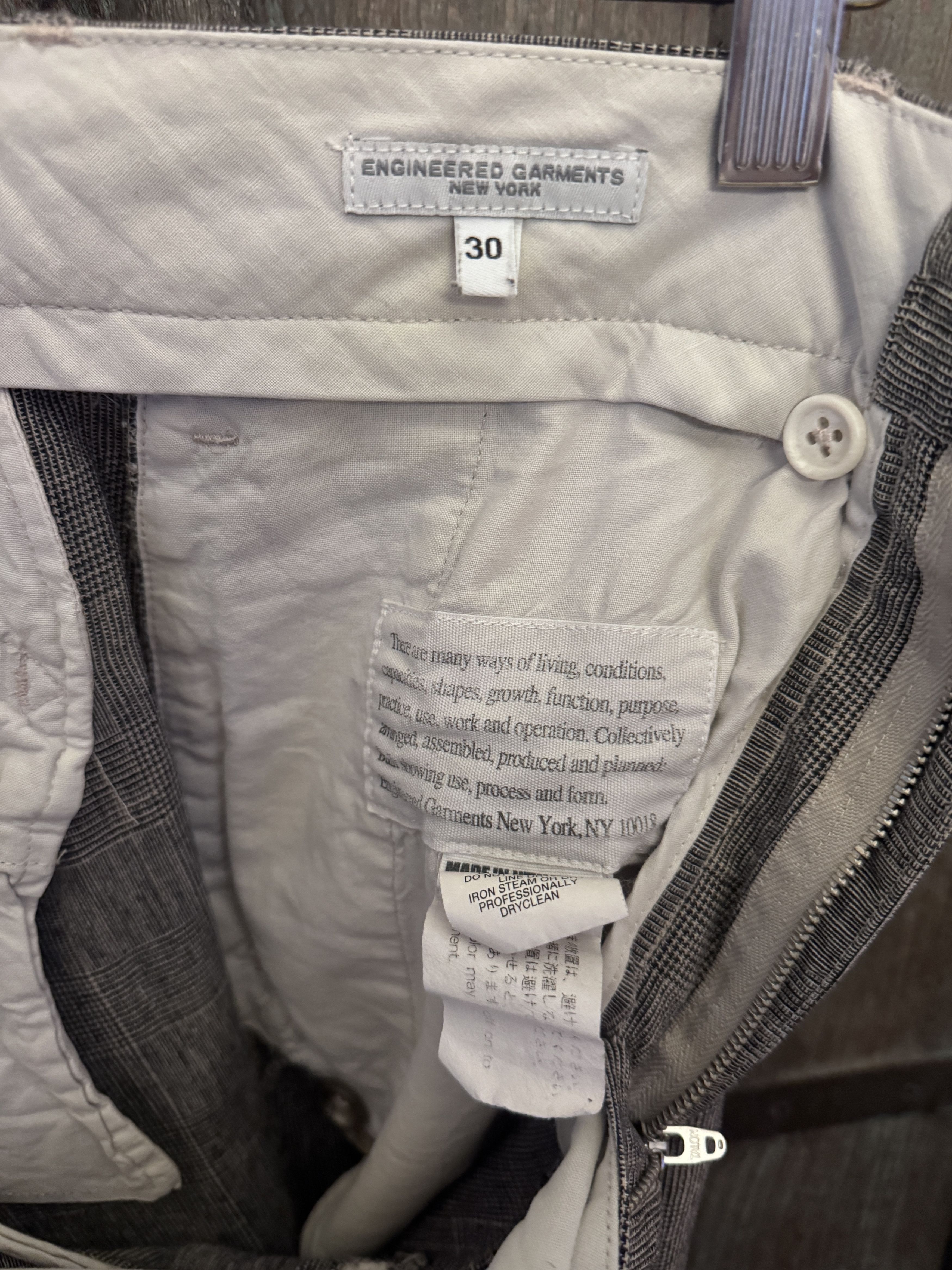 Engineered Garments EG Andover Pant in Grey CL Glen Plaid Size US 31 - 4 Thumbnail