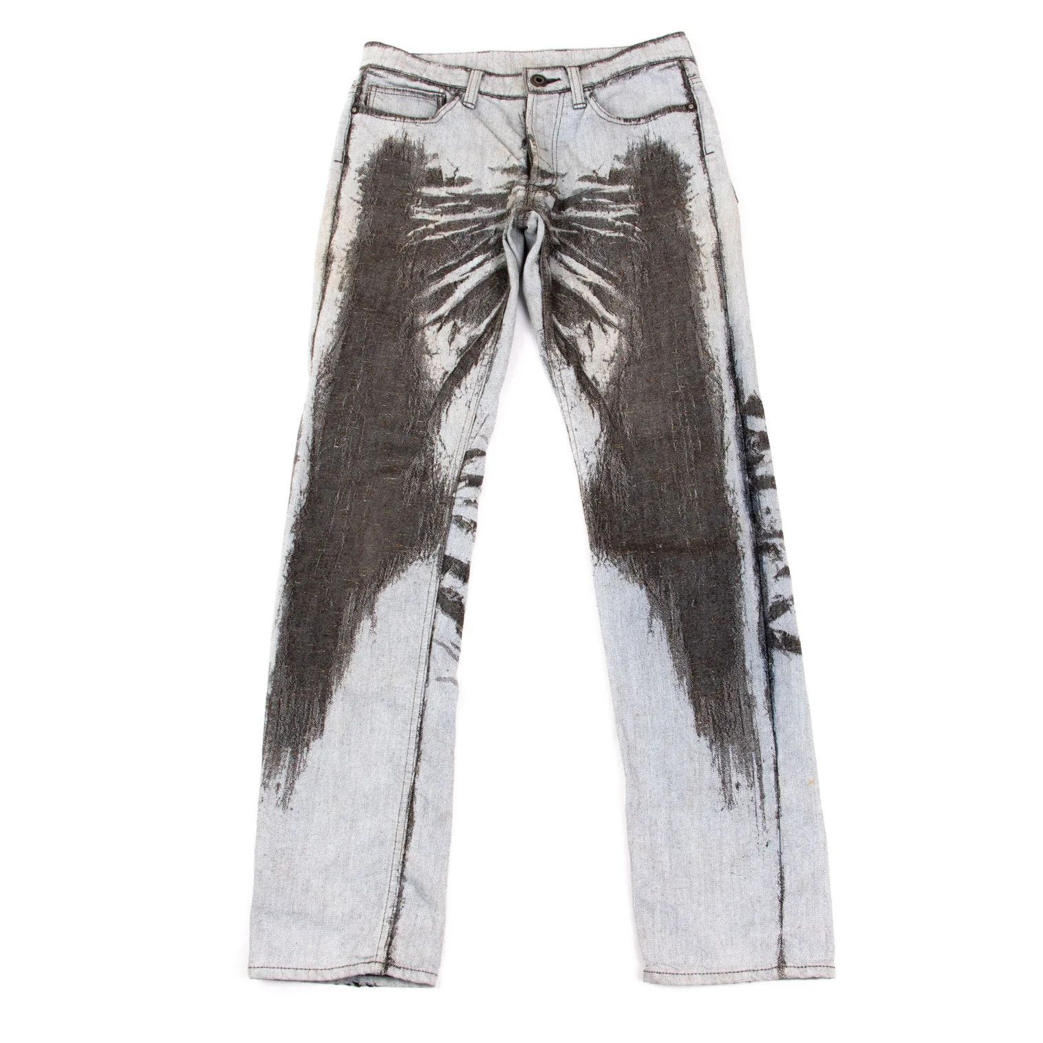 Issey Miyake Men's Washed Nepp Jacquard Denim Pants in Gray Size US 30 / EU 46 - 1 Thumbnail