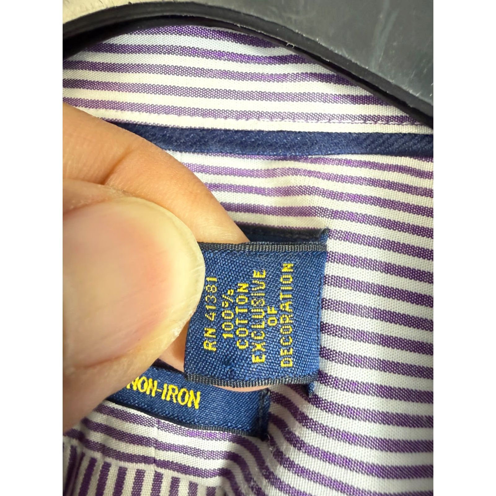Polo Ralph Lauren Polo Ralph Lauren Shirt Mens M Purple White Striped Non-Iron Slim Fit Pony Logo Long Sleeve Size US M / EU 48-50 / 2 - 6 Thumbnail
