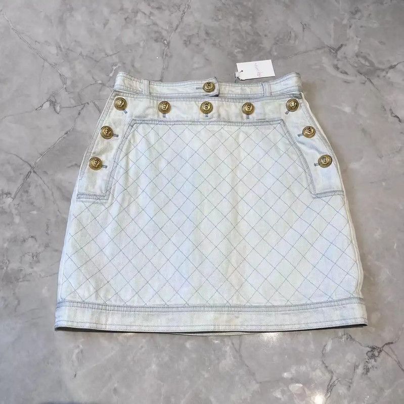 Balmain Balmain Summer Light Blue Cotton Mini Skirt 0089 Size 24" / US 00 / IT 34 - 1 Thumbnail