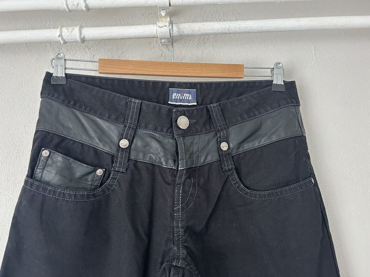 Jean Paul Gaultier Black Belted Jeans with Leather Details Size US 31 - 2 Thumbnail