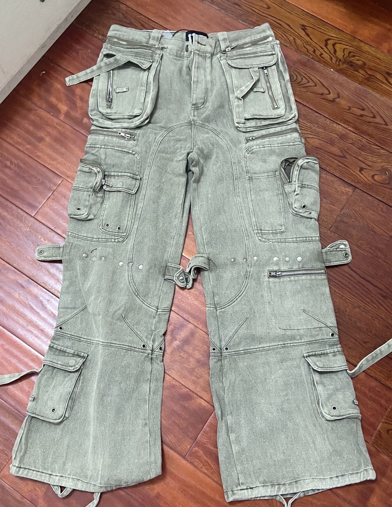 No Faith Studios GREEN CARGO POCKET PANTS | Grailed