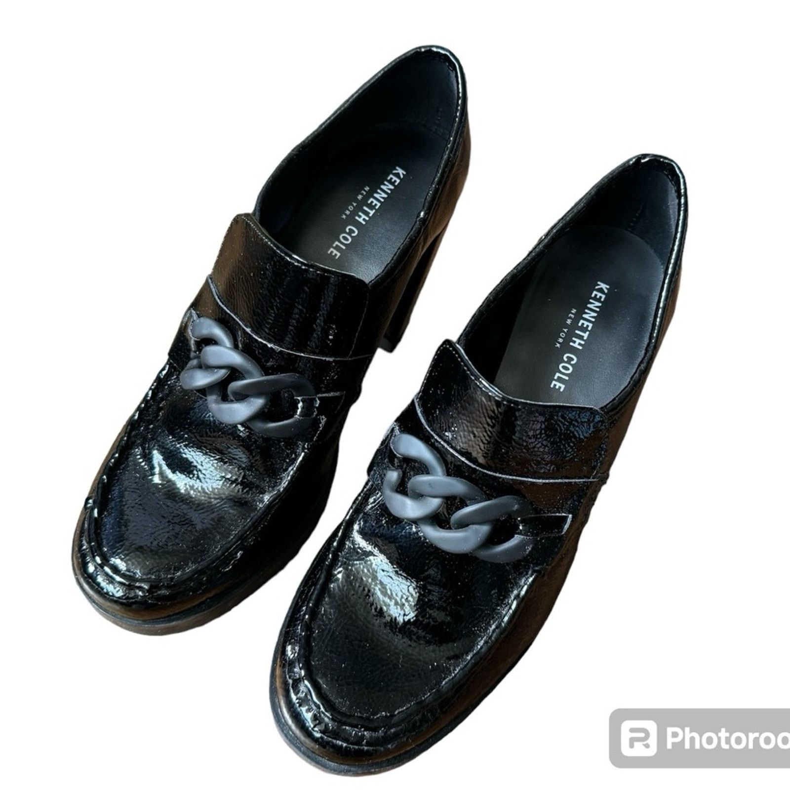 Kenneth Cole Kenneth Cole Women's Black Leather Justin Lug Loafer Pumps Size US 8.5 / IT 38.5 - 1 Thumbnail