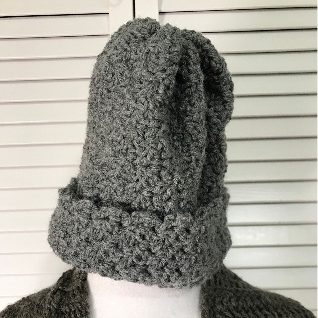 Handmade NWT Handmade Crocheted Gray Multicolor Beanie Scarf 80” Size ONE SIZE - 2 Thumbnail