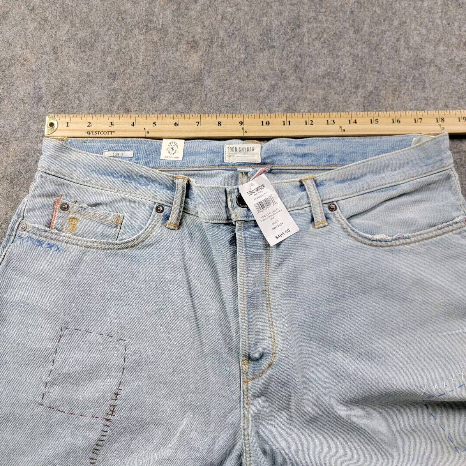 Todd Snyder Todd Snyder Slim Fit Upcycle Patched Selvedge Jeans Size US 36 / EU 52 - 7 Thumbnail