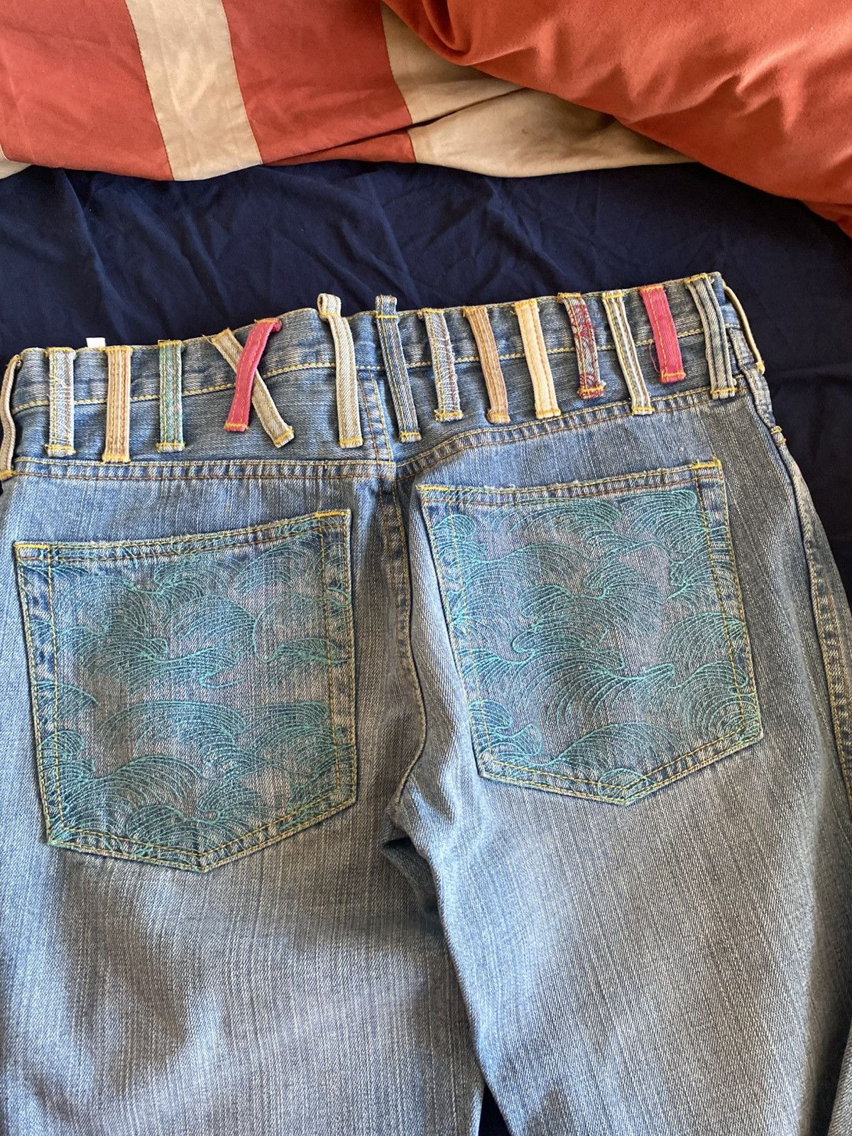 Red Monkey RMC Martin Ksohoh Selvedge Jeans – Wave Embroidered Pockets Size US 34 / EU 50 - 4 Thumbnail