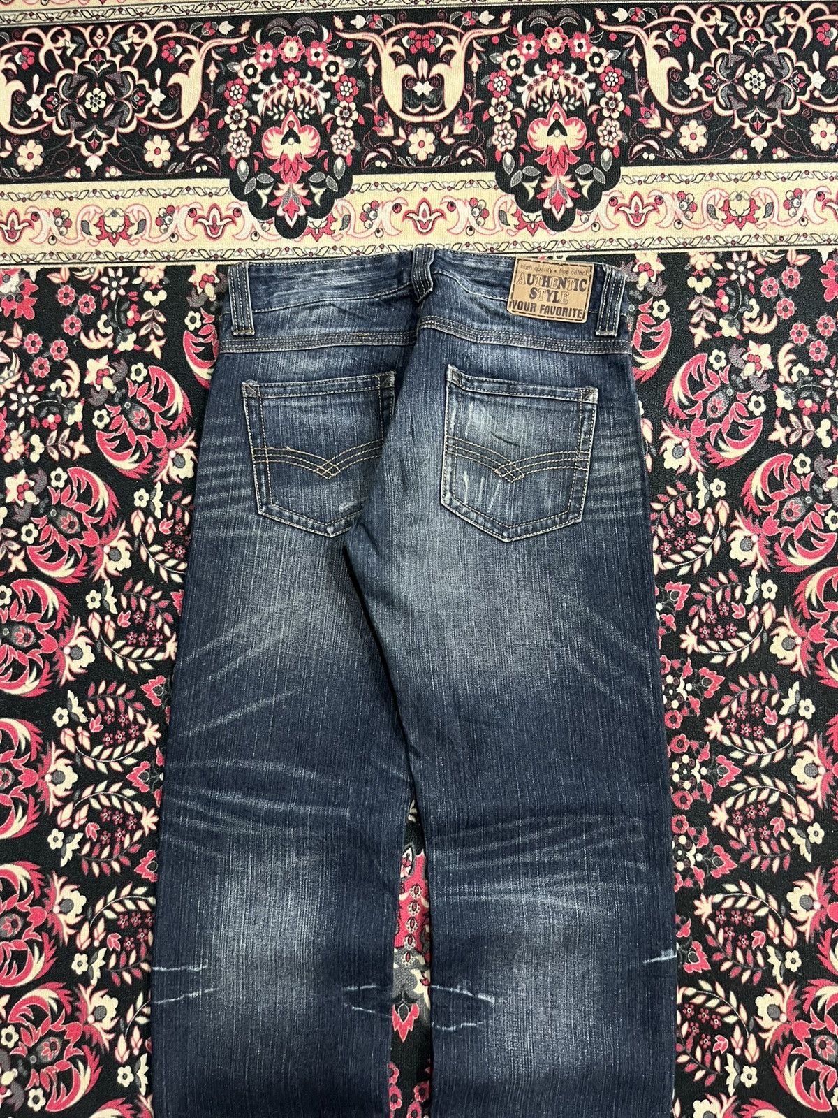 Japanese Brand Japanese Brand Dark Blue Whisker Straight Leg Jeans Size US 30 / EU 46 - 5 Thumbnail