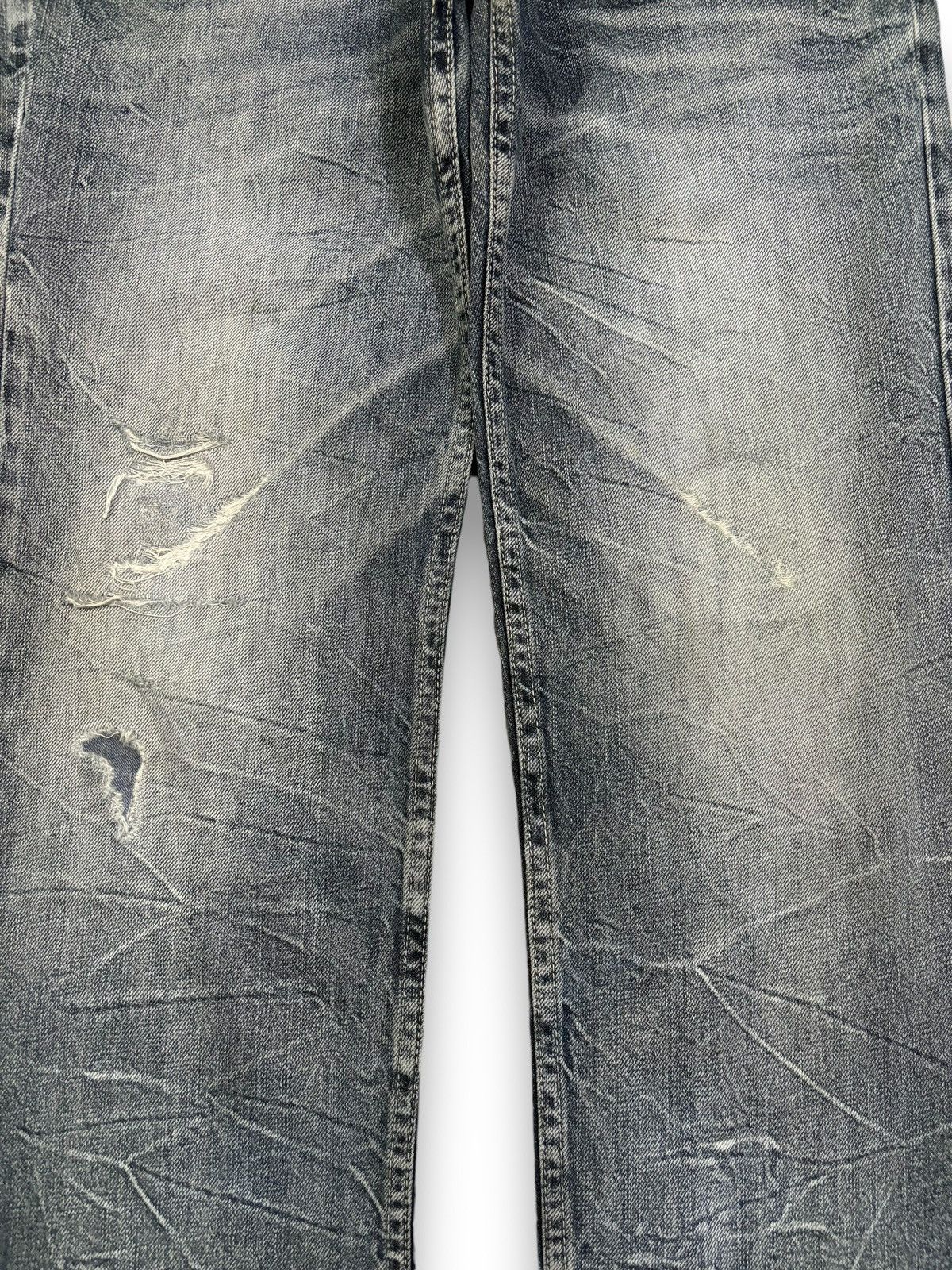 14th Addiction Japanese Brand Double Waist Cracked Wash Loose Ripped Jeans Size US 33 - 7 Thumbnail