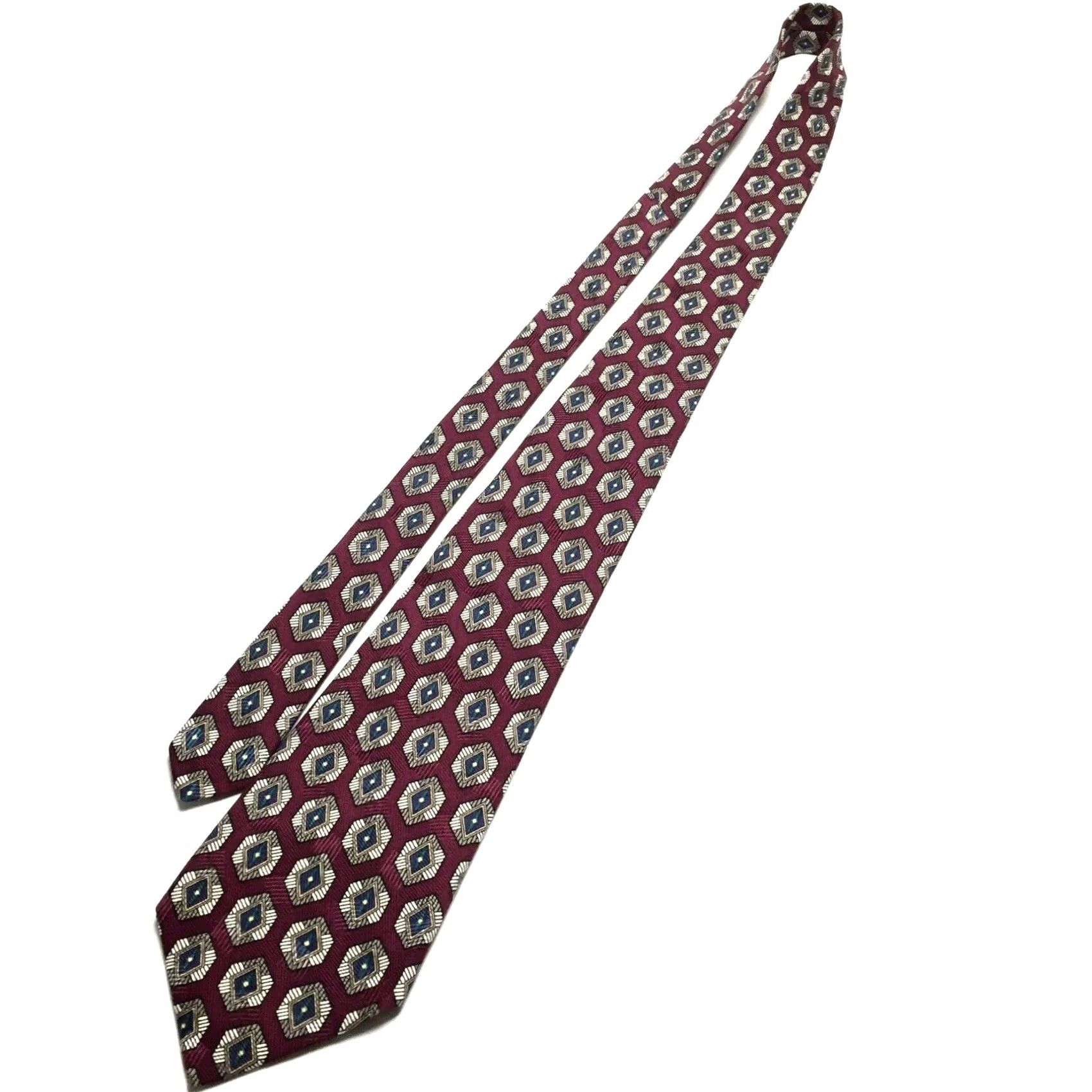 Robert Talbott Robert Talbott Best Of Class Necktie Burgundy Red Geometric Silk Hand Sewn Tie Men 56" 4" Wide Classic 100% Silk Size ONE SIZE - 8 Thumbnail