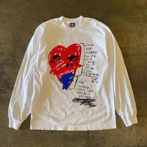 VIBE Heart-shaped pattern white casual retro long-sleeved tee Size US L / EU 52-54 / 3 - 3 Thumbnail