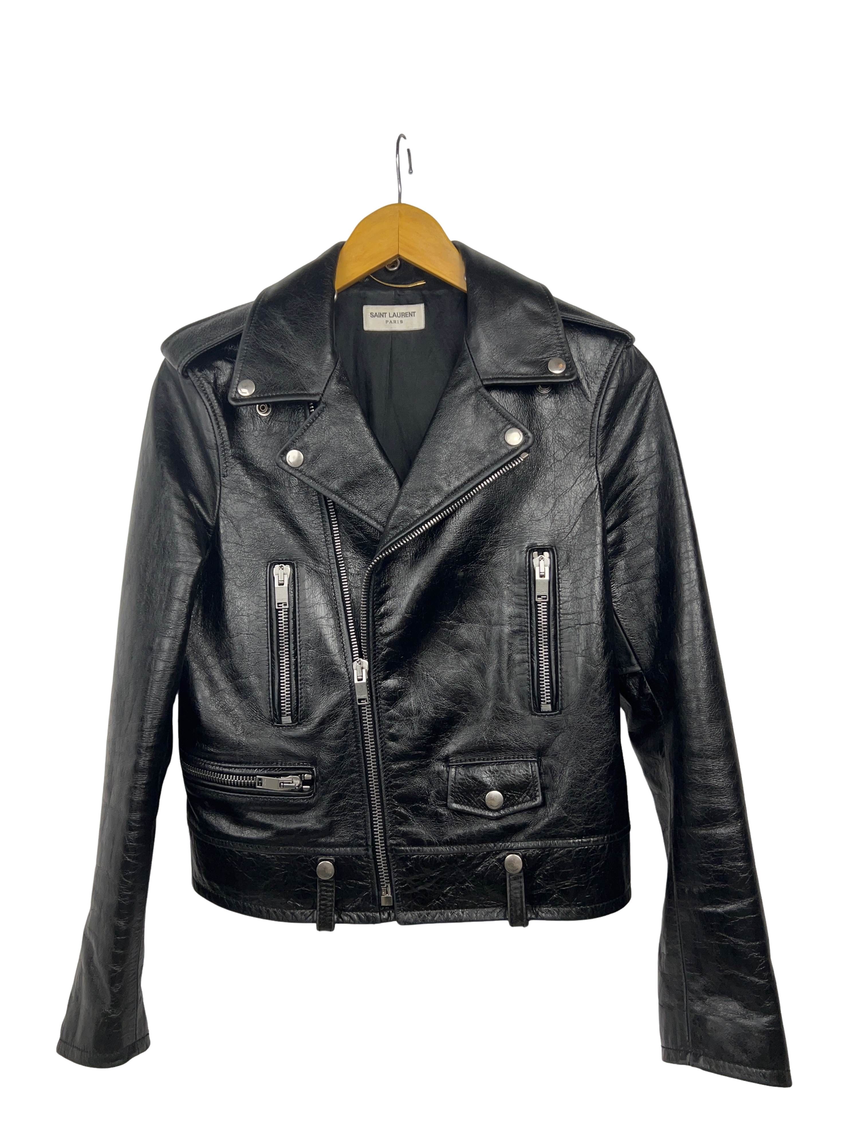 Yves Saint Laurent ysl classic black leather motorcycle jacket