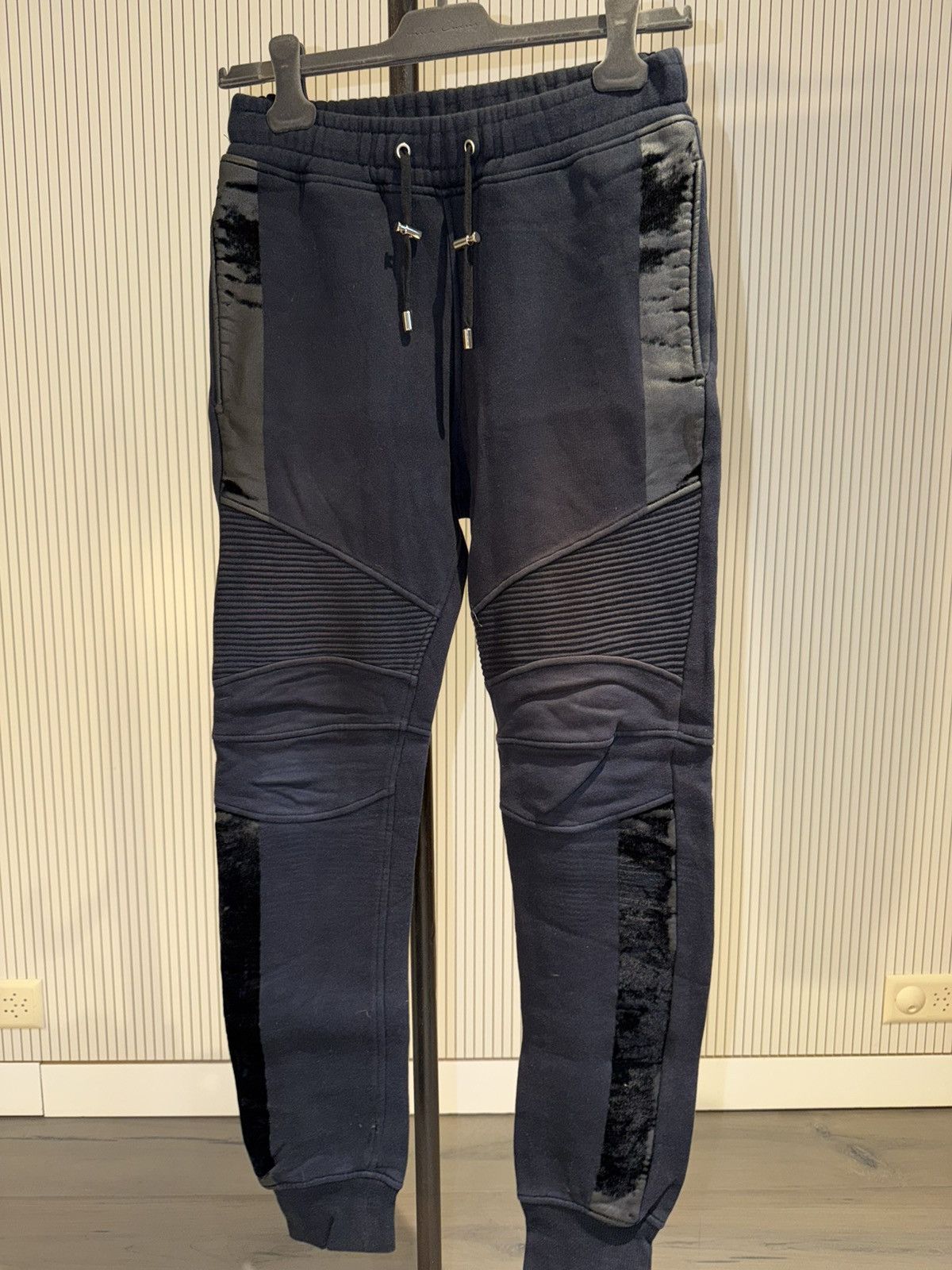 Balmain Balmain Double Zip Black Coated Cargo Biker Pants | Grailed