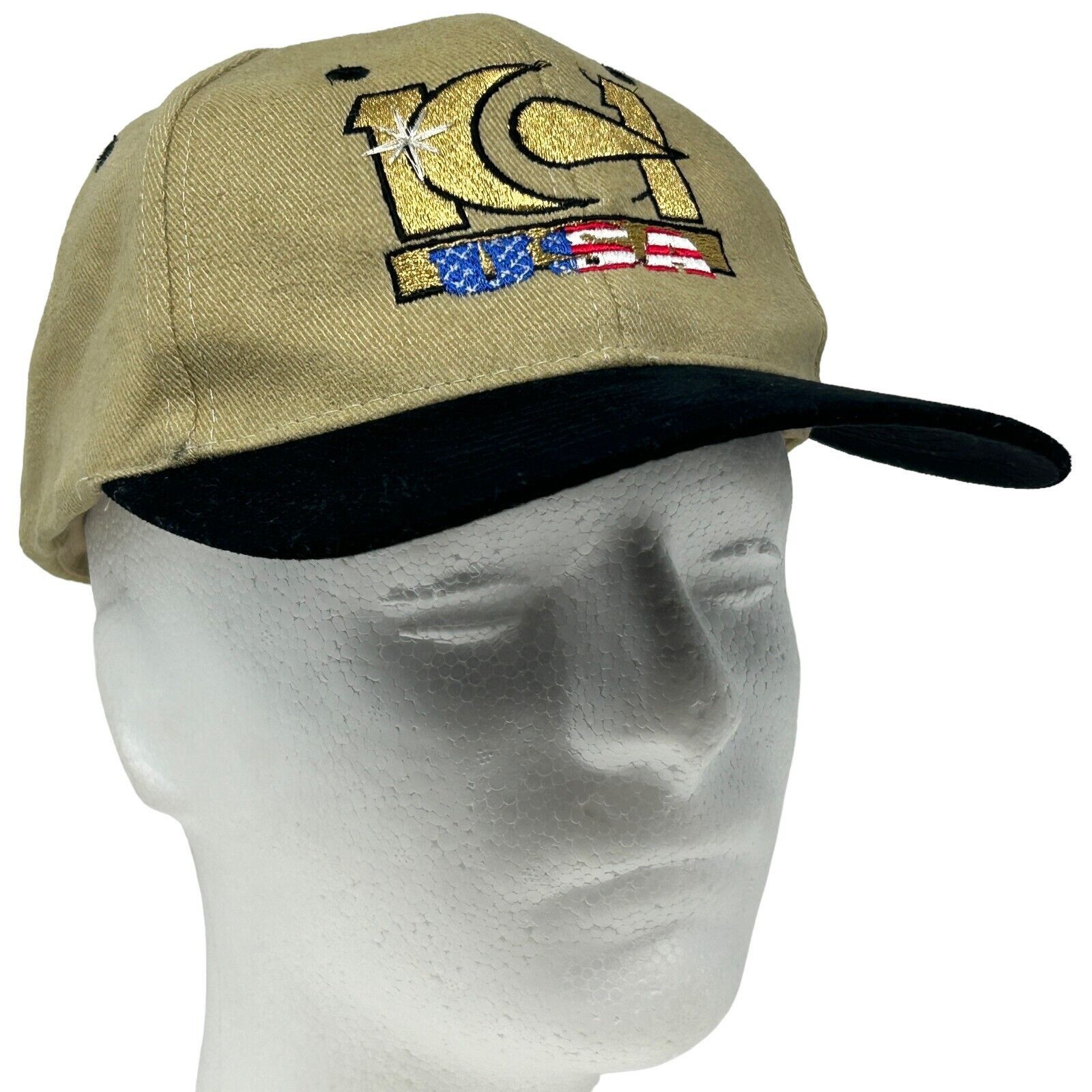 Nissan Vintage 90s 101 USA Hat Baseball Cap Beige Tan Nissin Unisex Size ONE SIZE - 8 Thumbnail