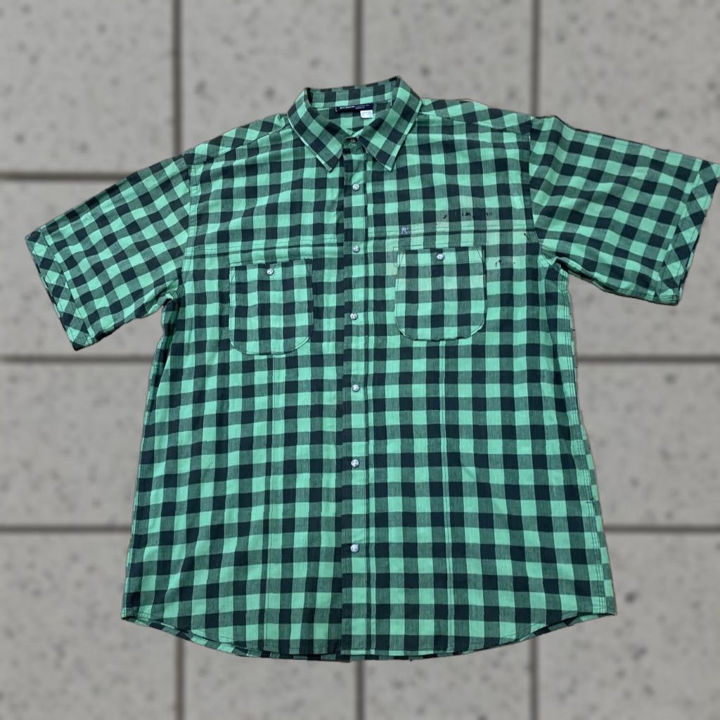 Rocawear VINTAGE Rocawear Shirt Men 3XL Plaid Distressed Green Black Snap Button-Up Short Sleeve Collared 90s Grunge Hip Hop Size US XXL / EU 58 / 5 - 1 Thumbnail