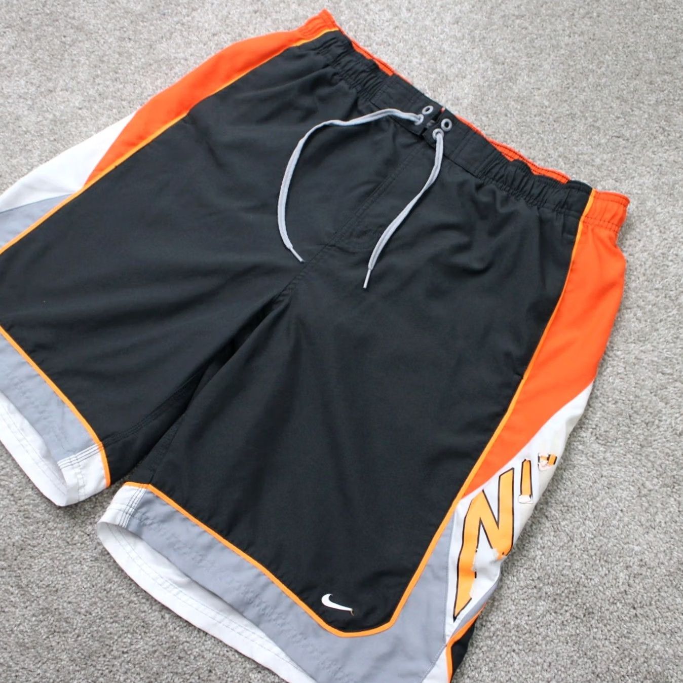 Nike Nike Swim Trunks Men 2XL Gray/Orange Lined Polyester Drawstring 10" Inseam Trunks Size ONE SIZE - 3 Thumbnail