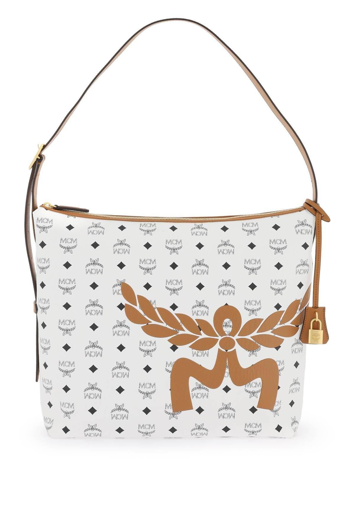 image of MCM Mega Laurel Visetos Large Aren Hobo in White, Women's