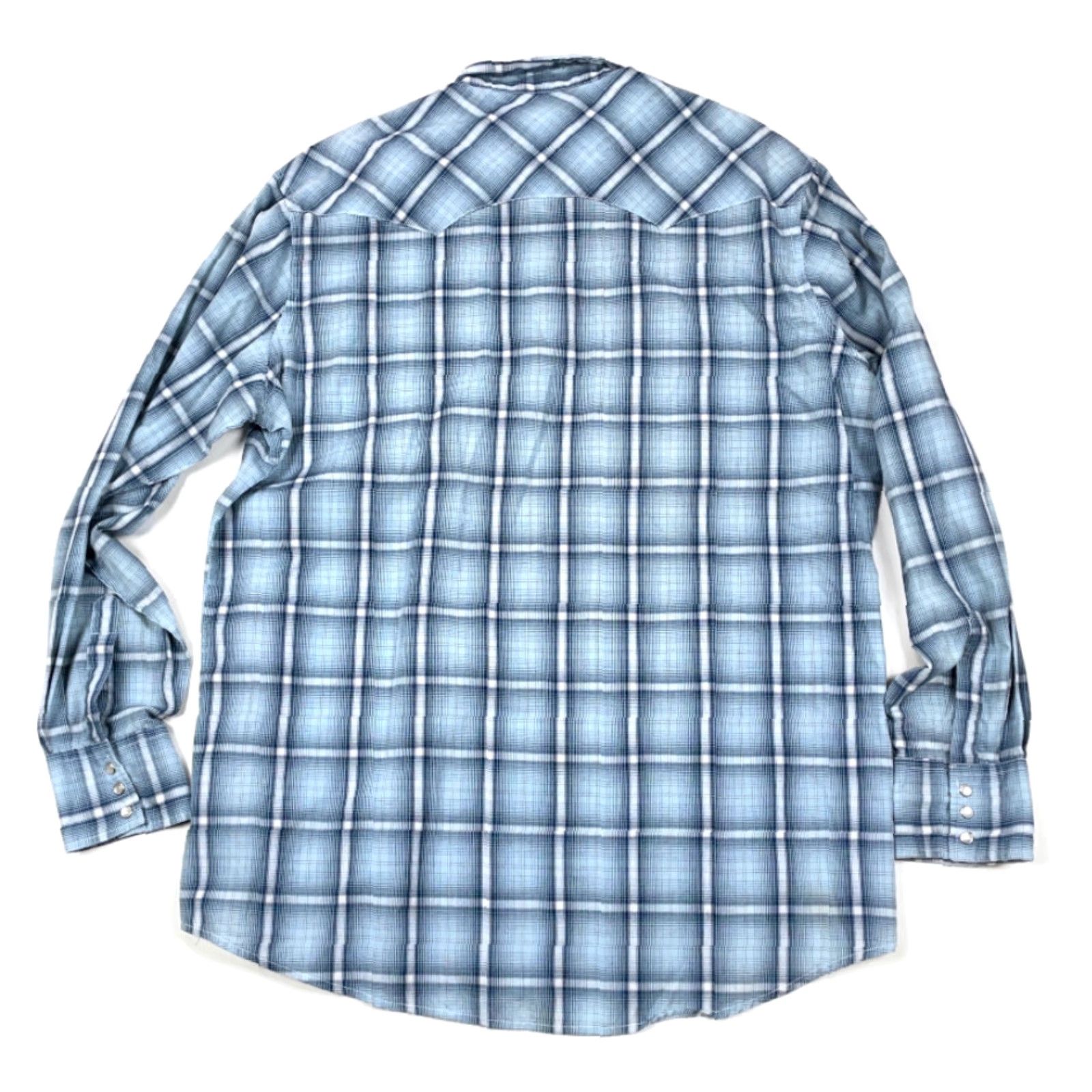Wrangler VINTAGE Wrangler Wrancher Western Shirt Men 2XL Blue Plaid Pearl Snap Long Sleeve Button-Up Cowboy Regular Fit Casual Workwear Mens Size US XXL / EU 58 / 5 - 2 Thumbnail