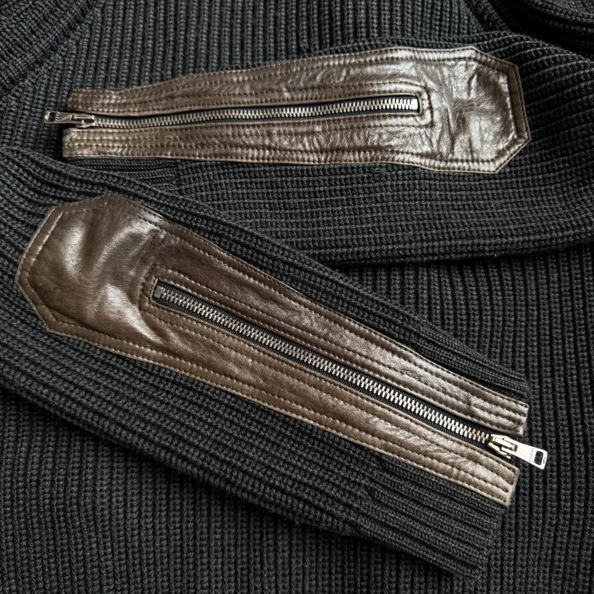Gucci by Tom Ford AW2003 Leather Panel Trim Drivers Knit Jacket Size US S / EU 44-46 / 1 - 4 Thumbnail