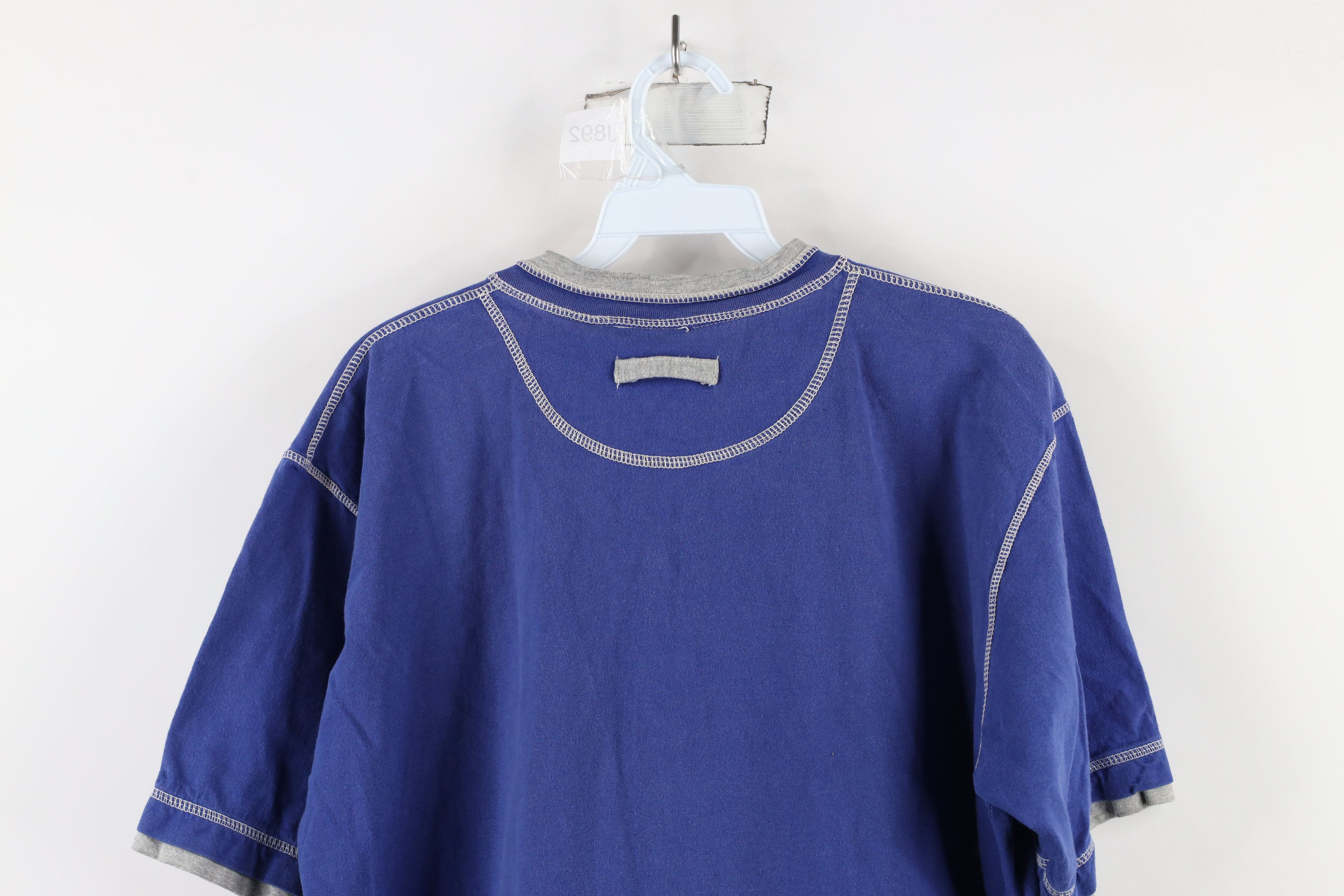Vintage Vintage 90s MLB Baseball Blank Layered Henley T-Shirt Blue Size US L / EU 52-54 / 3 - 13 Thumbnail