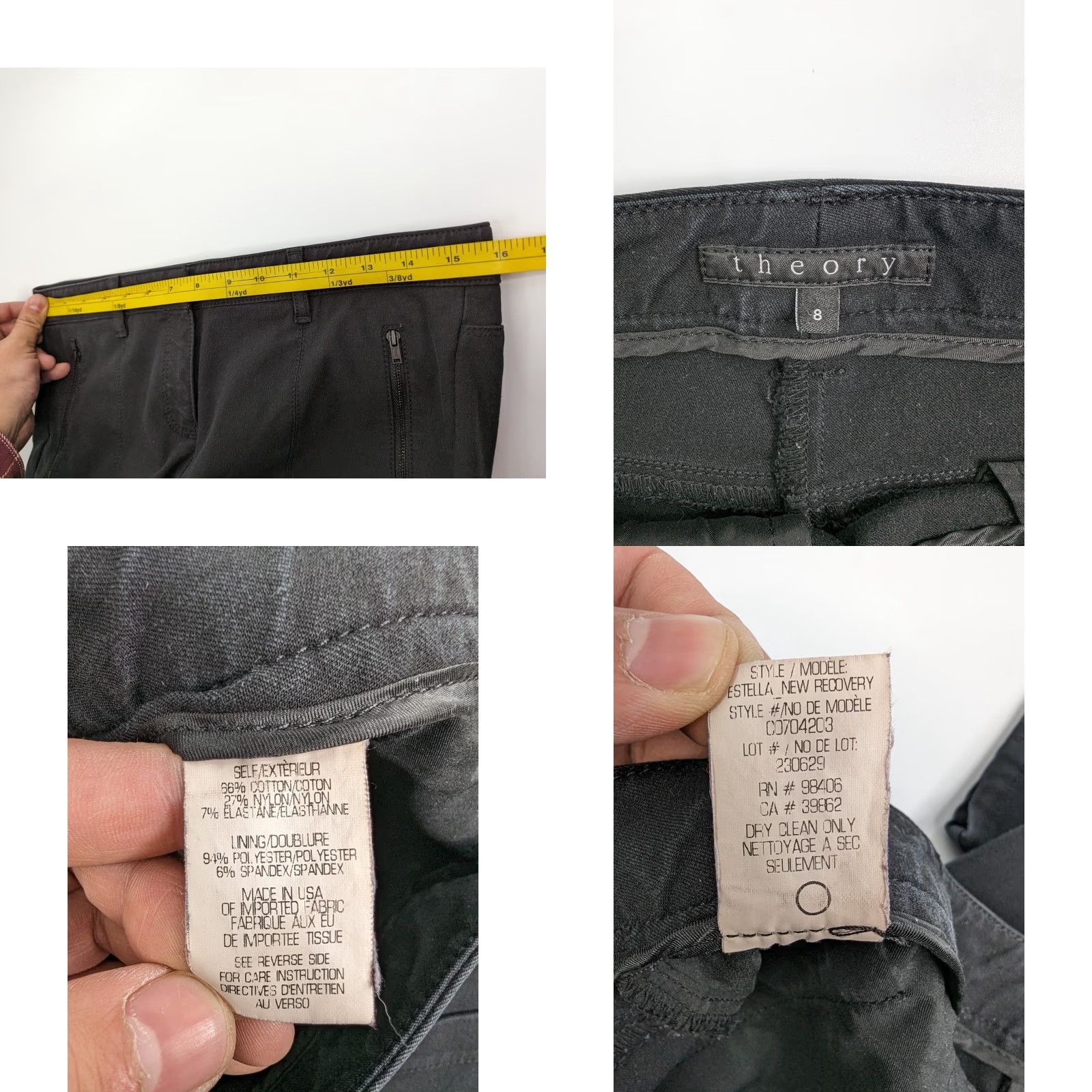 Theory Theory Black Pants Slim Fit Stretch Zip Pockets Womens Size 8 Cotton Blend Skinny Dress Pants Ankle Zip Regular Dept Women 8 Pants Size 30" / US 8 / IT 44 - 8 Thumbnail
