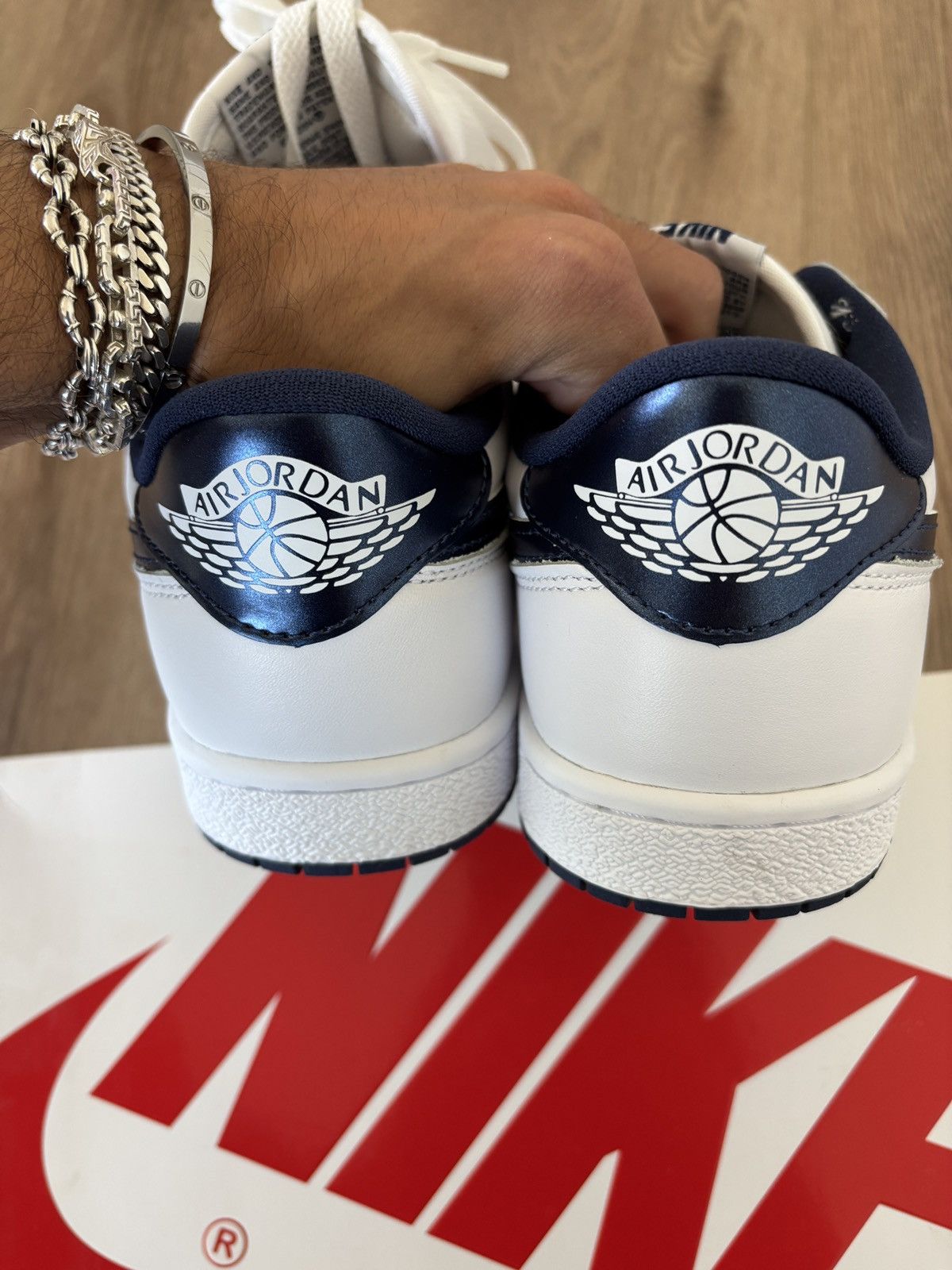 Jordan Brand Jordan 1 Low 85 White Metallic Navy 2024 Size US 9 / EU 42 - 4 Thumbnail