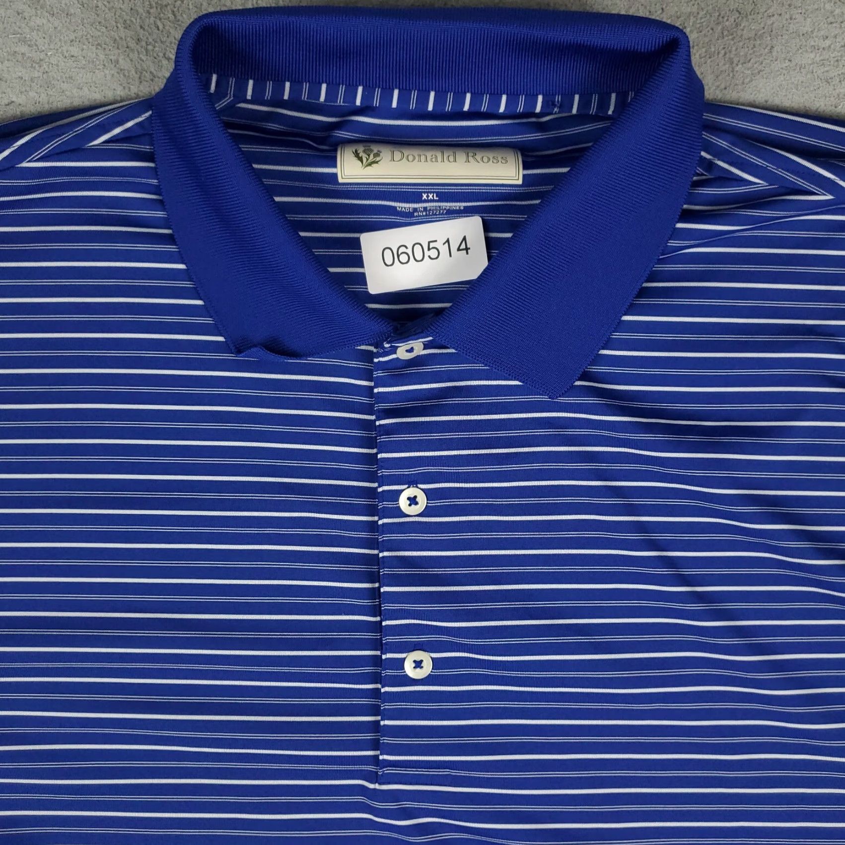 Vintage Donald Ross Polo Shirt Mens 2XL Blue Striped Golf Short Sleeve Shirt Size US XXL / EU 58 / 5 - 2 Thumbnail