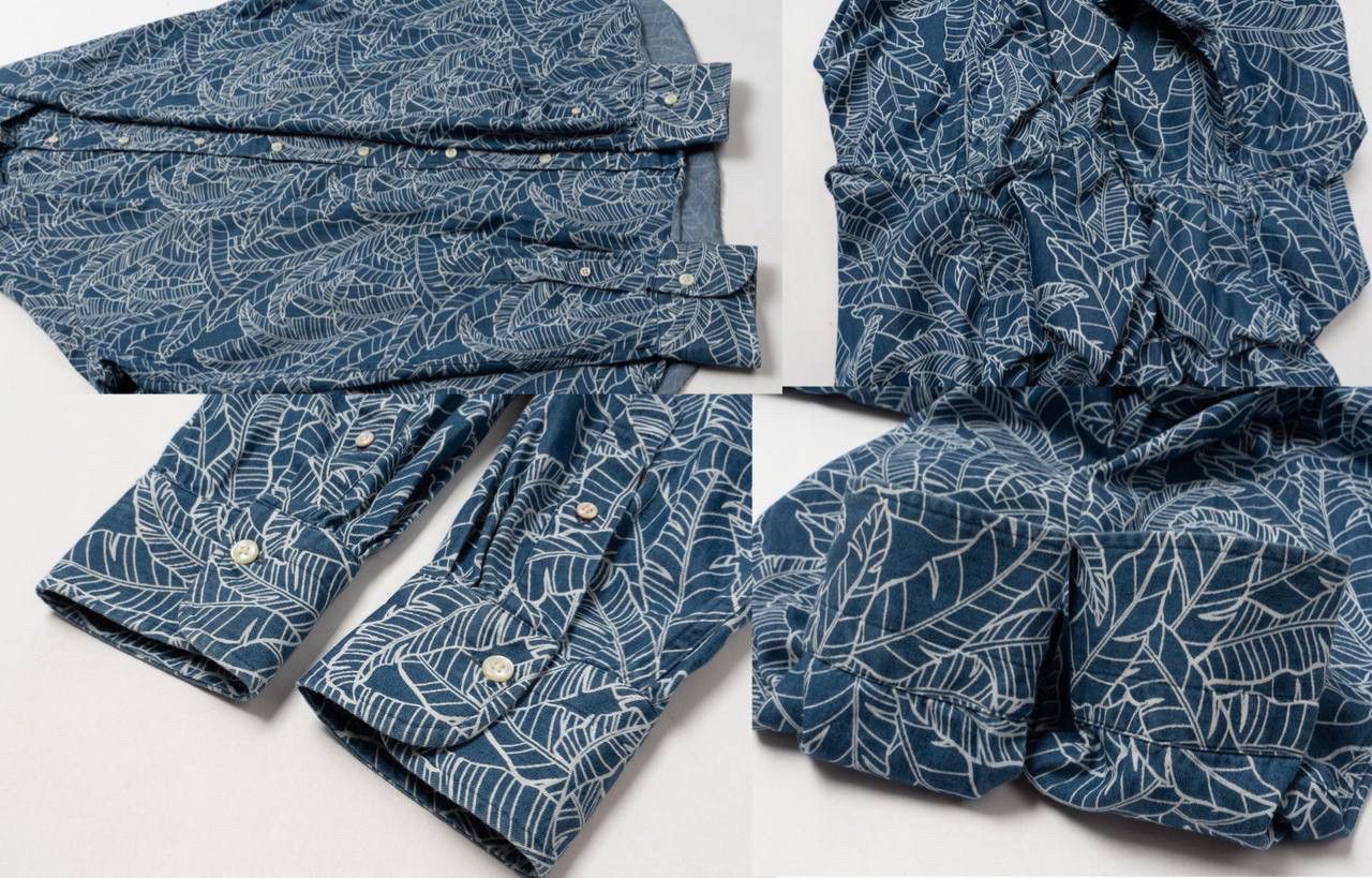 Gant 🔵 GANT Seasonal Indigo Blue Leaf Print Long Sleeve shirt Size US XL / EU 56 / 4 - 4 Thumbnail