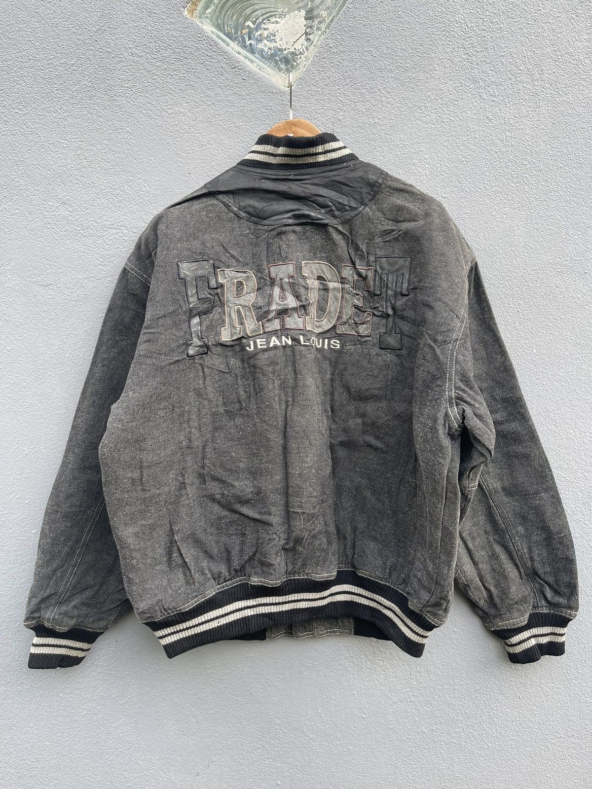Japanese Brand × Vintage Jean Louis Fradet Vintage Denim Varsity Jacket - Size L Size US L / EU 52-54 / 3 - 12 Thumbnail