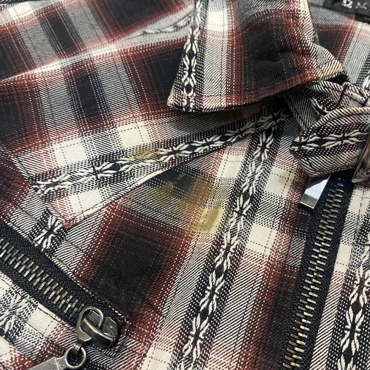 Japanese Brand 2000s Omko£ Vkei Style Bondage Zip Up Flannel Shirt Size US M / EU 48-50 / 2 - 4 Thumbnail
